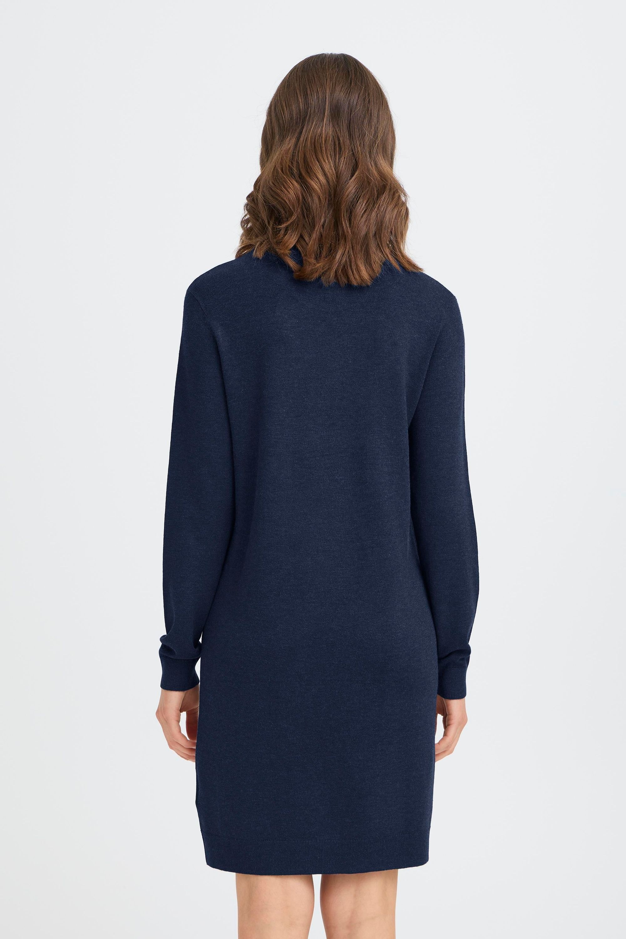 Strickkleid OXMO "Strickkleid OXAIDA", Damen, Gr. L, N-Gr, blau (total eclipse melange), Obermaterial: 70% Viskose CV. 30% Polyamid PA., Kleider Strickkleid 3