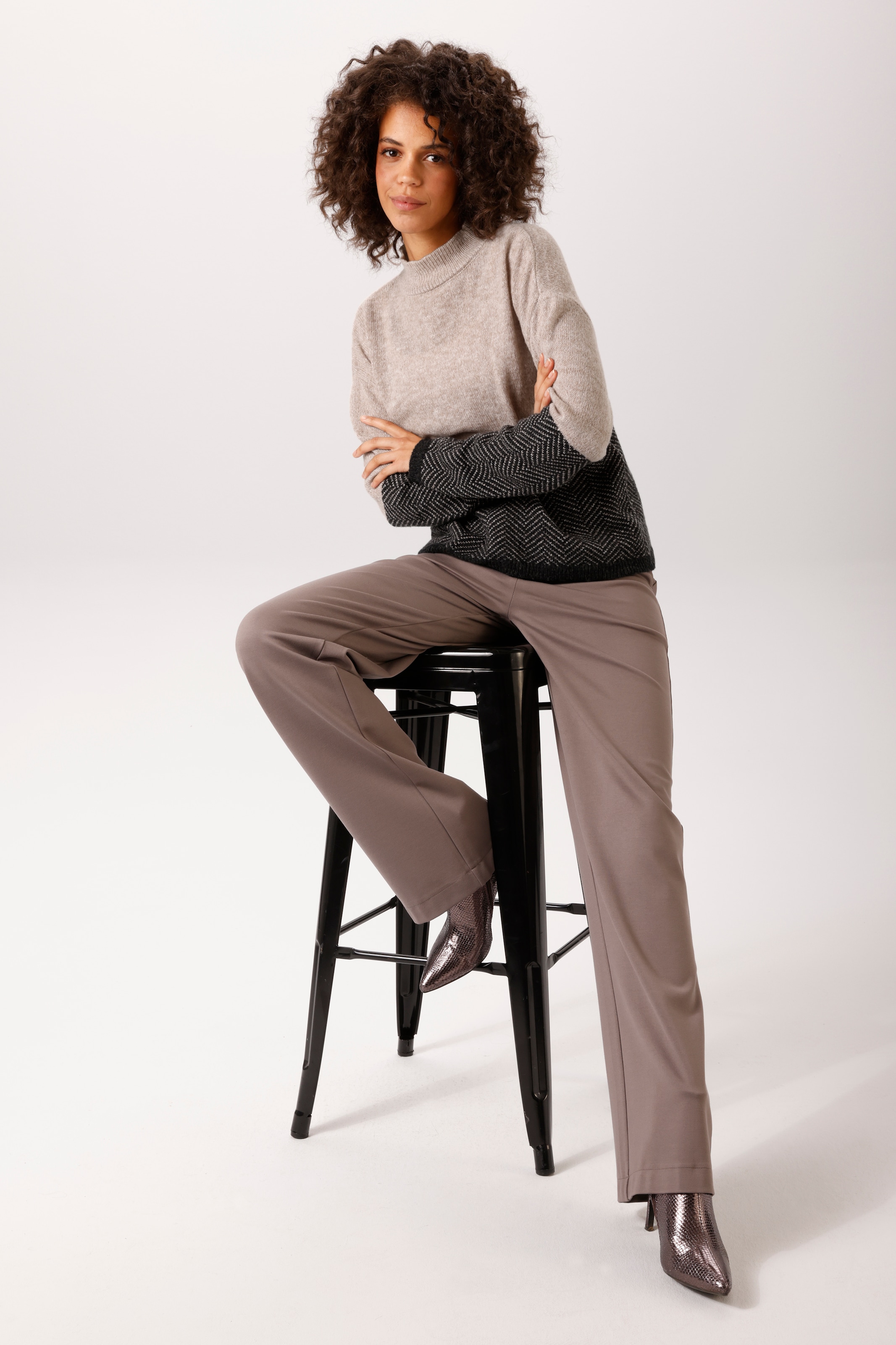 Aniston CASUAL Strickpullover im Colorblocking und Muster-Mix - NEUE KOLLEKTION