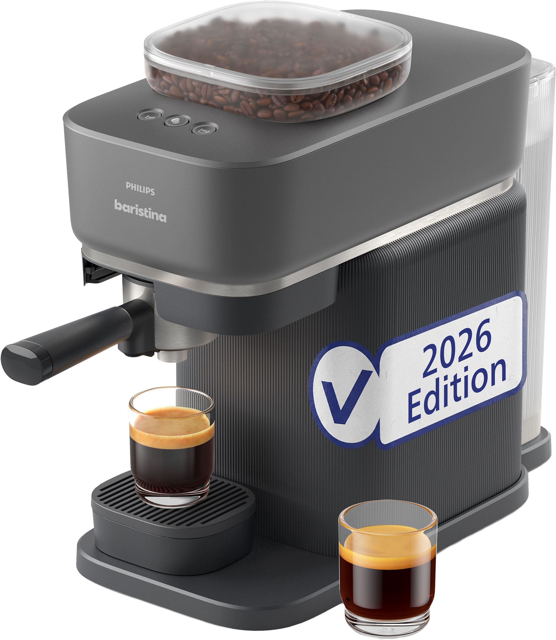 PHILIPS baristina Espressomaschine "BAR305/60 mit Mahlwerk für ganze Bohnen" 16 bar Pumpendruck, Schwarzgrau