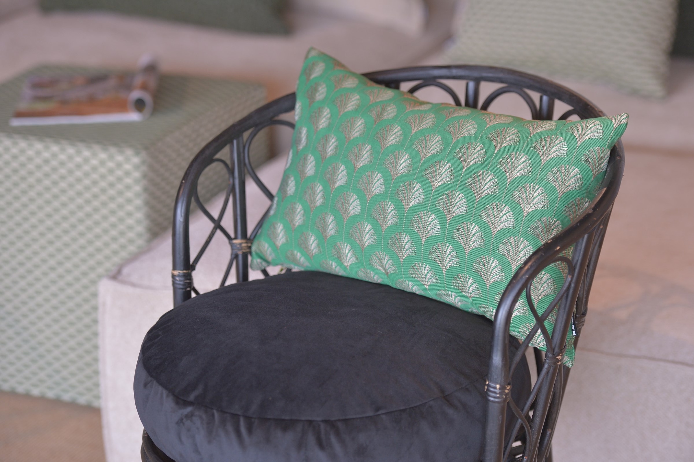 H.O.C.K. Dekokissen »Erny« Sofakissen inkl. Füllung, 50x50cm, Dekokissen, Gingko-Muster