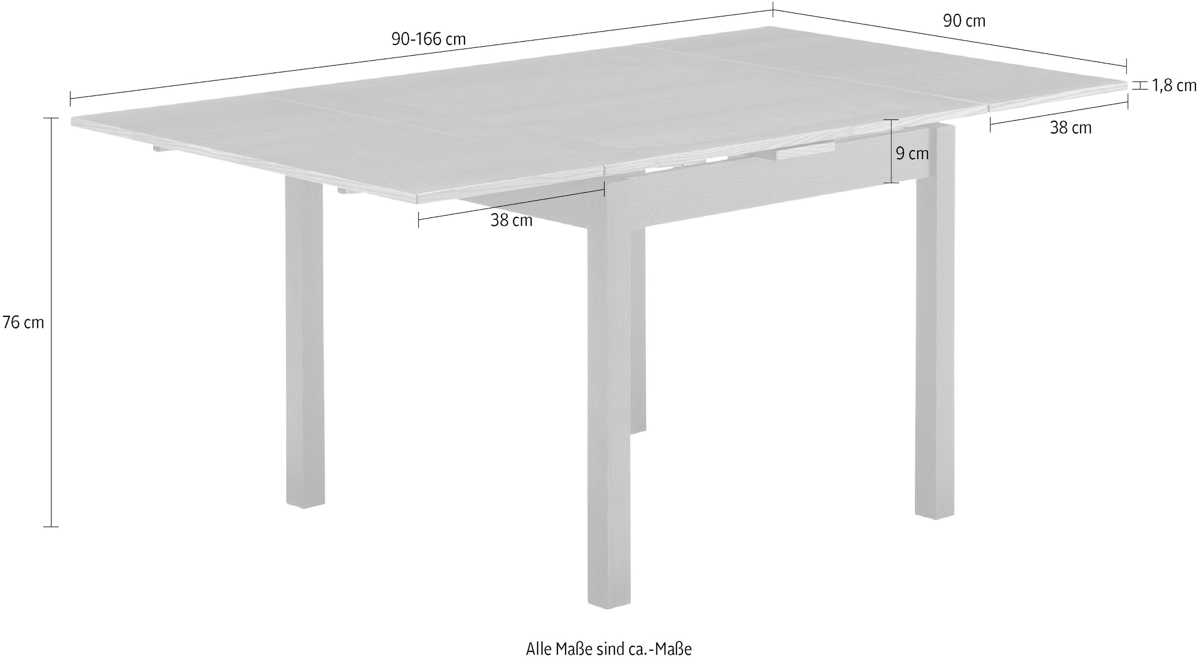 Furniture »Basic zwei | bestellen in Auszugsfunktion BAUR aus Esstisch Breiten, mit Dinex«, by Furnier/Massivholz, Hammel Hammel