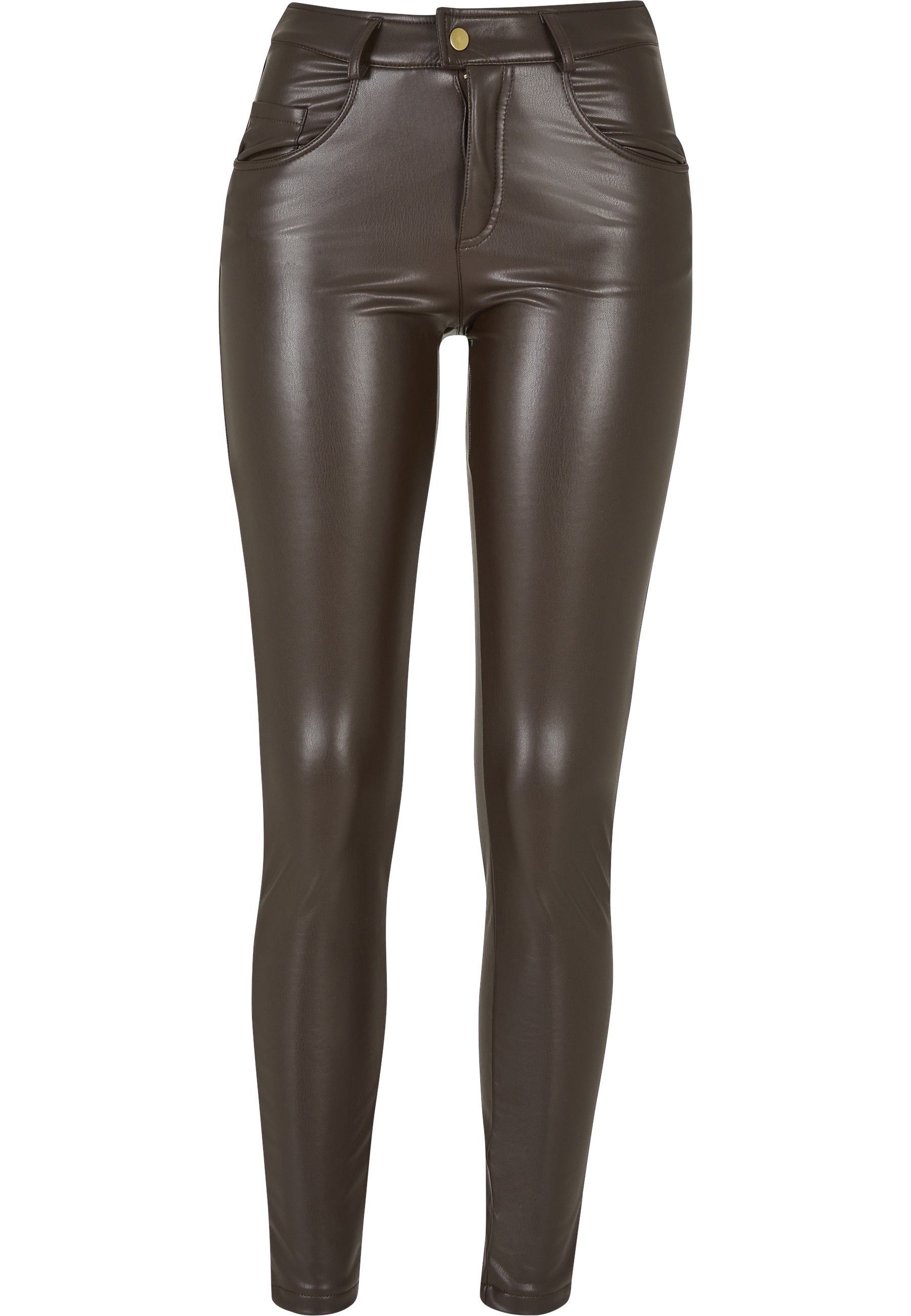 URBAN CLASSICS Lederhose "Urban Classics Damen Ladies Mid Waist Synthetic Leather Pants"