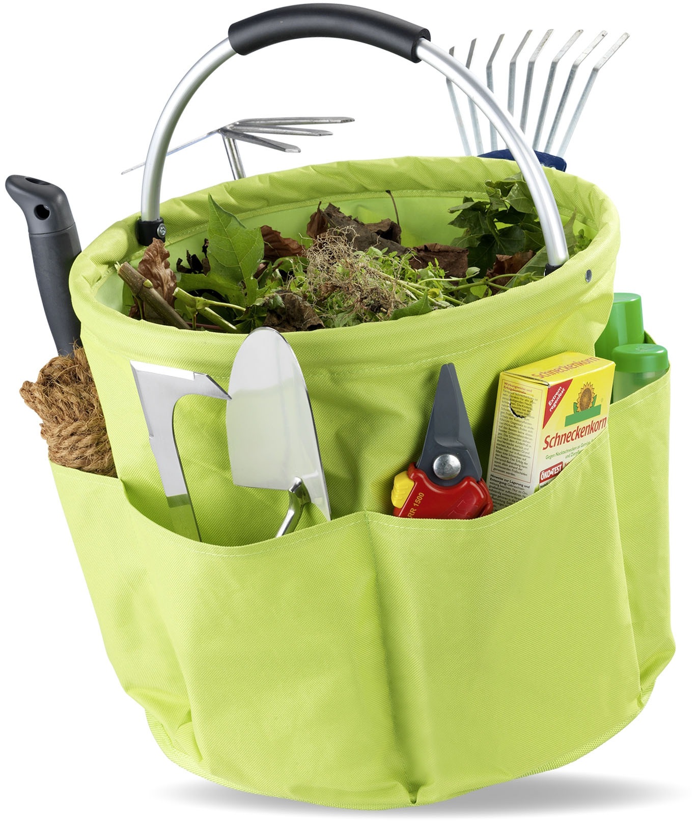 Maximex Gartensack Aufbewahrungskorb mit 6 Taschen für Gartenwerkzeug