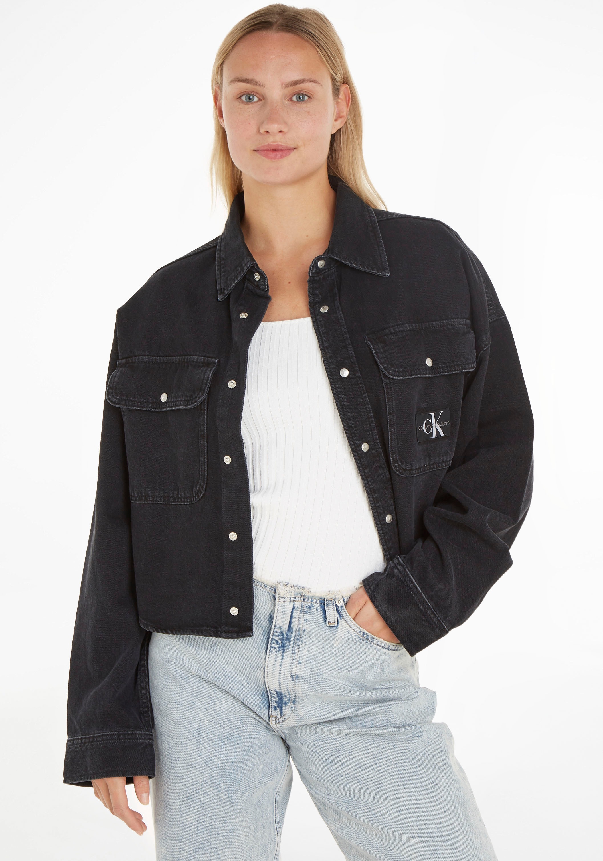 Calvin Klein Jeans Jeansbluse »OVERSIZED CROP ROUNDED HEM SHIRT« kaufen