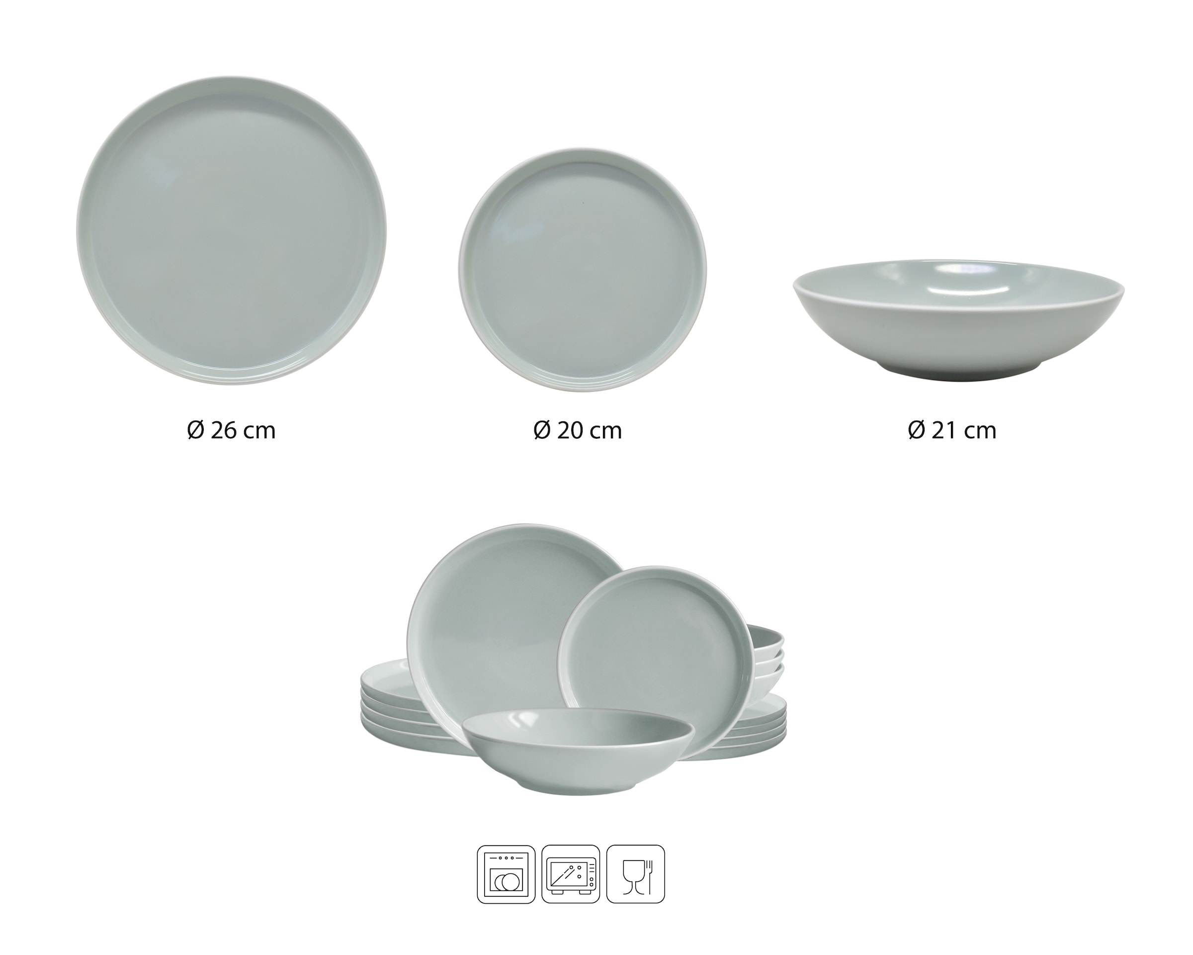 ECHTWERK Tafelservice »Nerea Nature-Design«, (Set, 18 tlg.), Pastellfarben