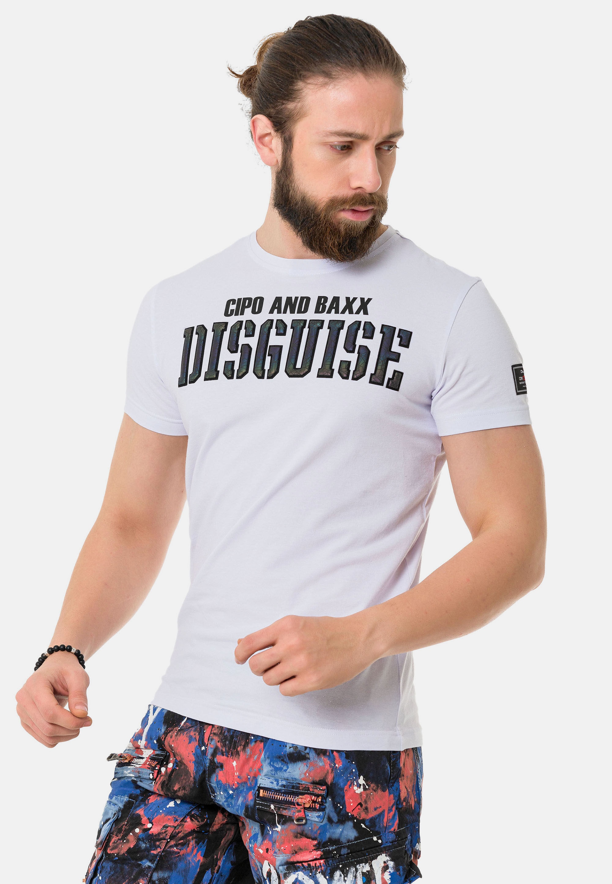 Cipo & Baxx T-Shirt »T-Shirt« mit Rundhals-Ausschnitt