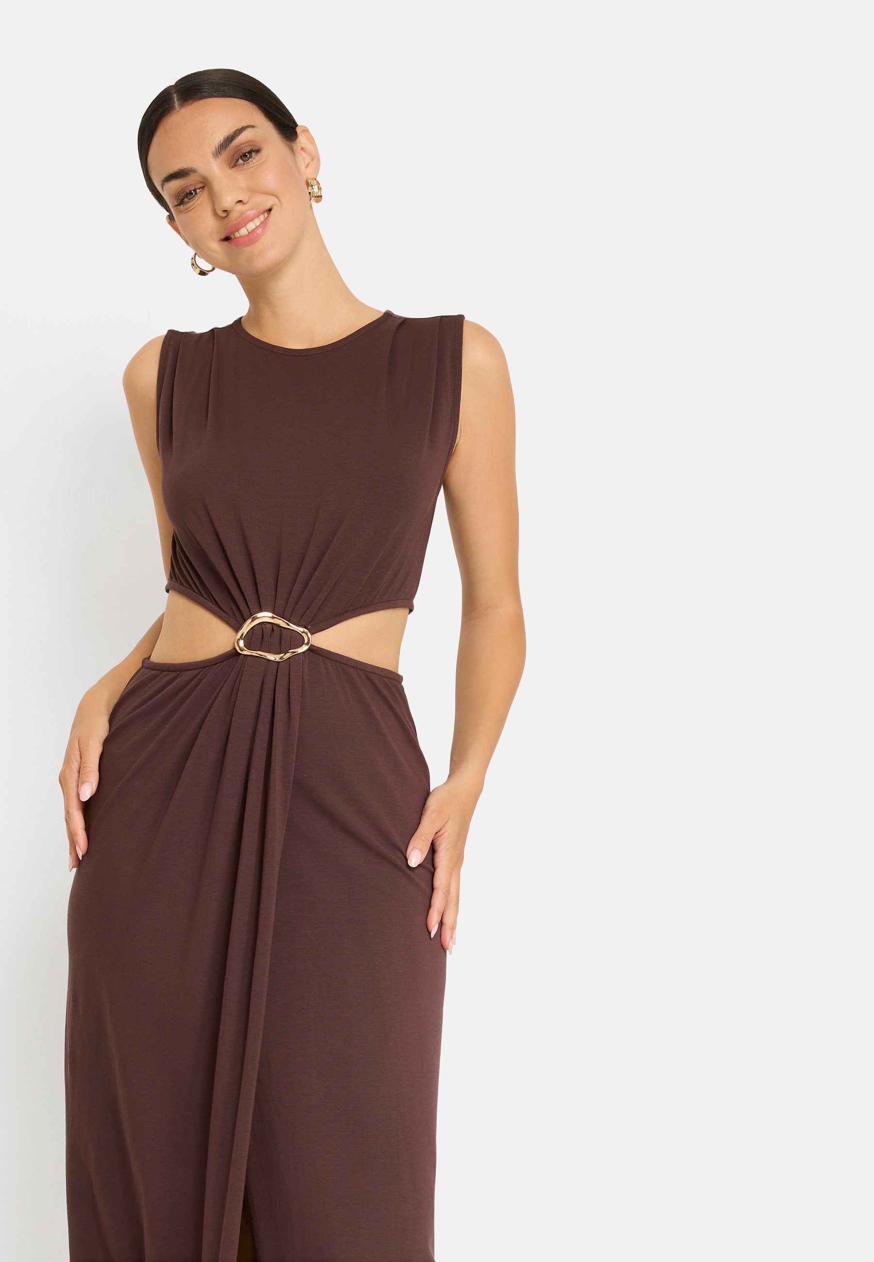 LSCN by LASCANA Maxikleid Ohne Taschen mit modischen Cut-outs in der Taille