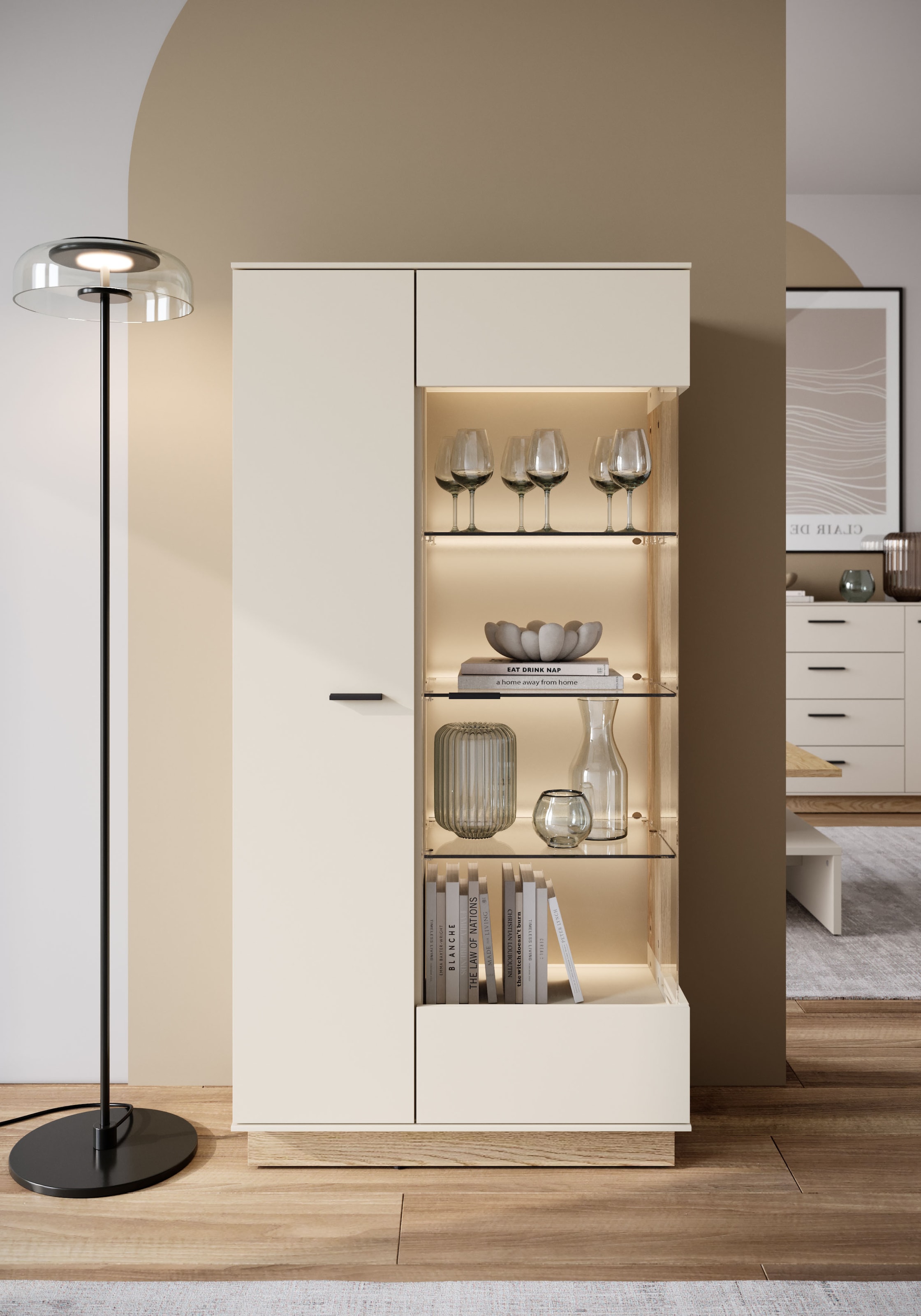 Home affaire Vitrine moderne Vitrine, Breite ca.75 cm, Eckverglasung