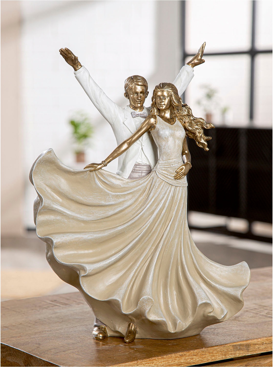 GILDE Dekofigur "Figur Tänzer Salsa goldfarben" günstig online kaufen