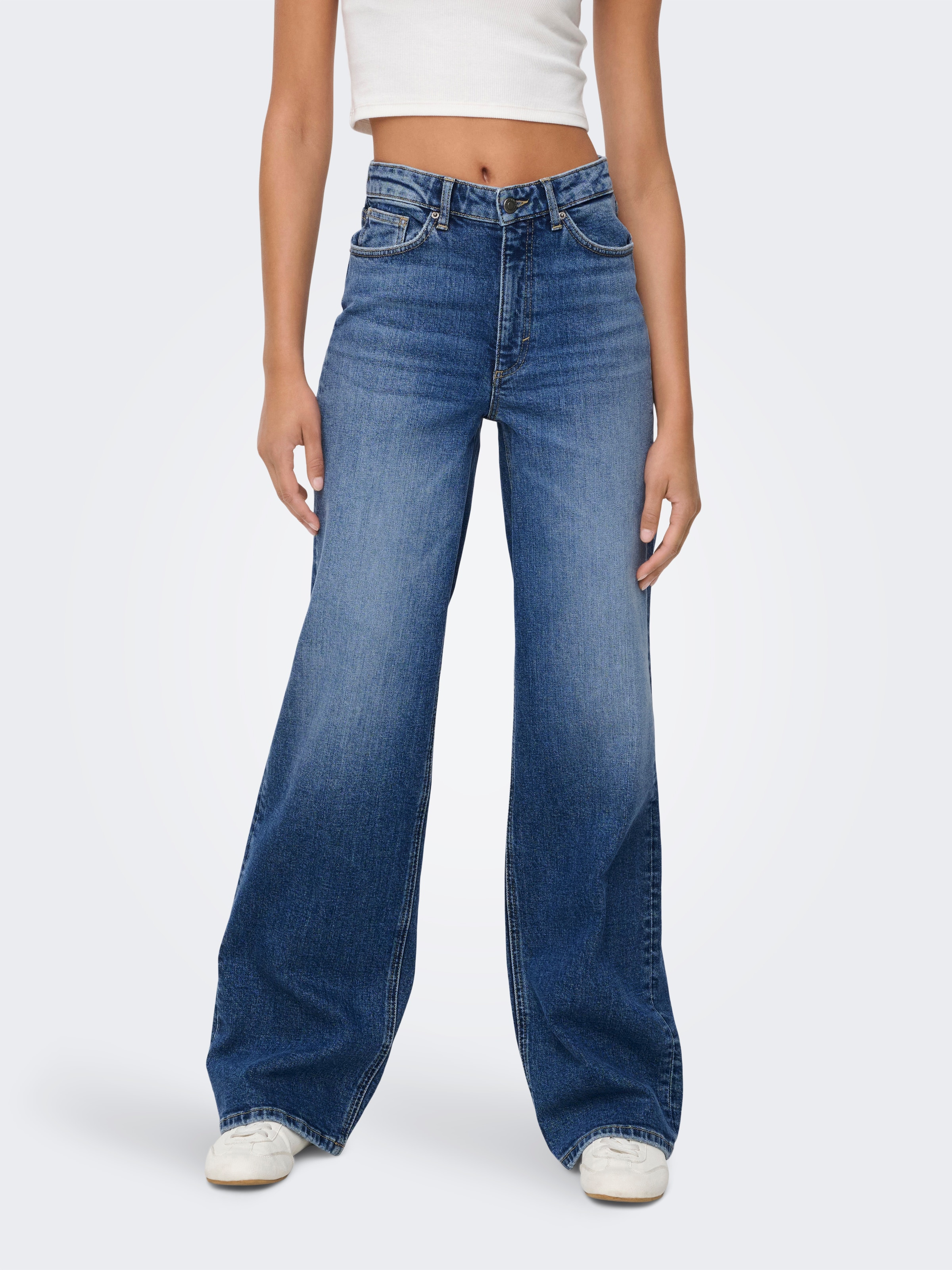ONLY High-waist-Jeans "ONLJUICY HW WIDE LEG DOT330 DNM NOOS" Baumwollmischu günstig online kaufen