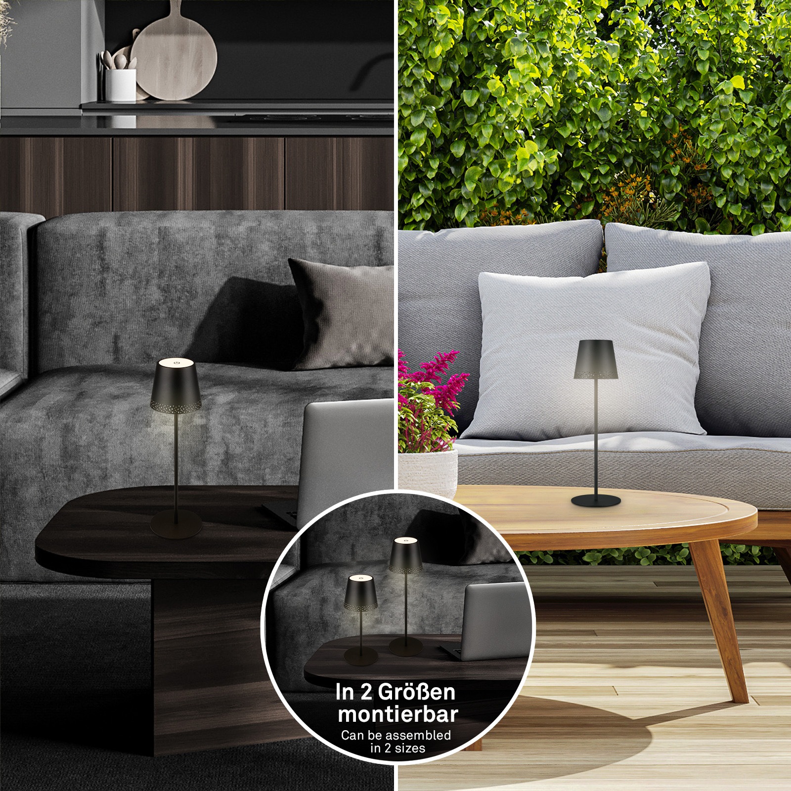 Briloner Leuchten LED Tischleuchte »KIKI« LED-Modul 1 Stk. Warmweiß mit Akku, höhenverstellbar, USB-C, warmweiß, IP44, grün, 38 cm