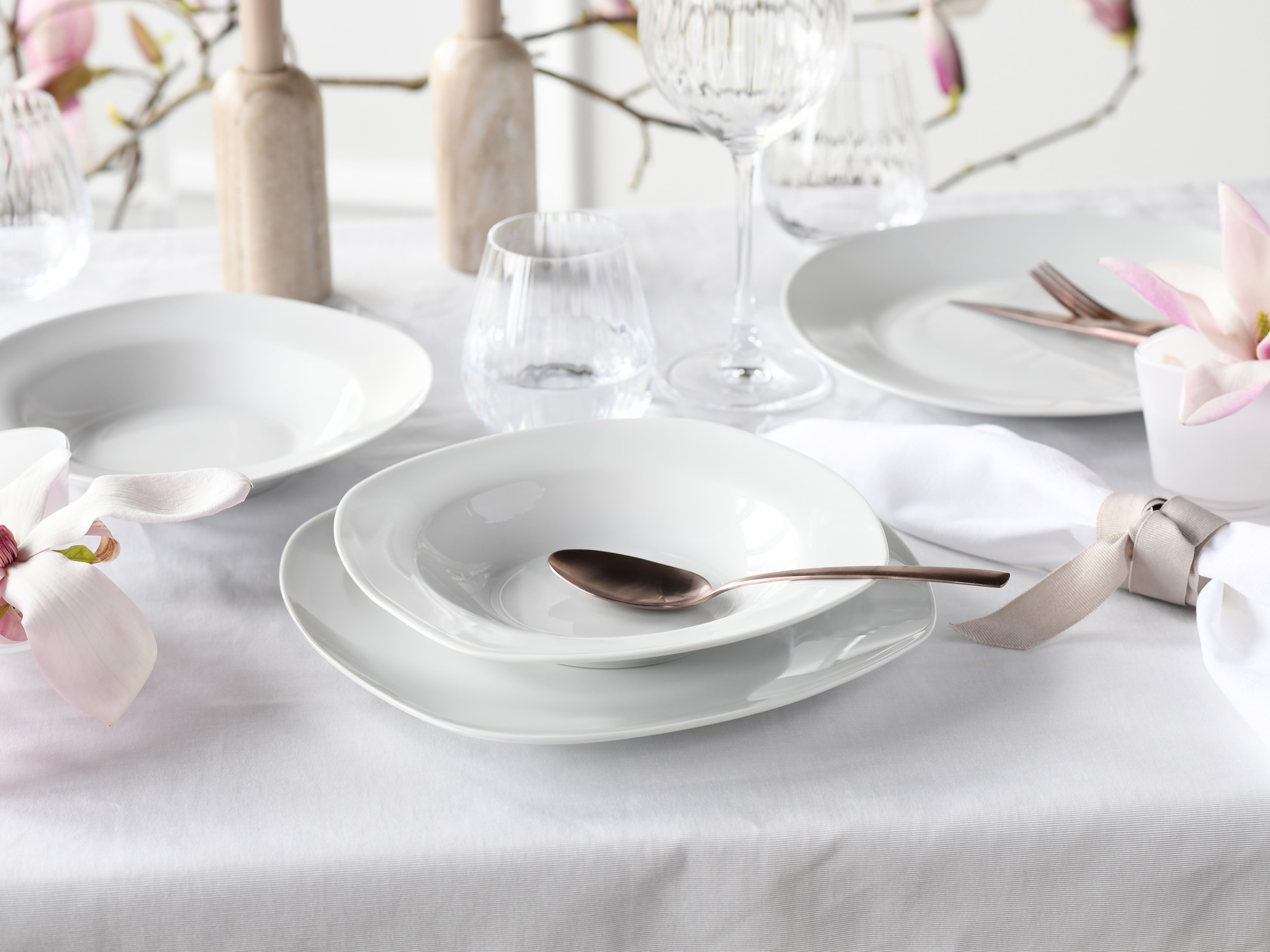 CreaTable Teller-Set »Amelie Weiß, Tellerset 18-tlg«, (Set, 18 tlg.), Daily Use, Zeitlos