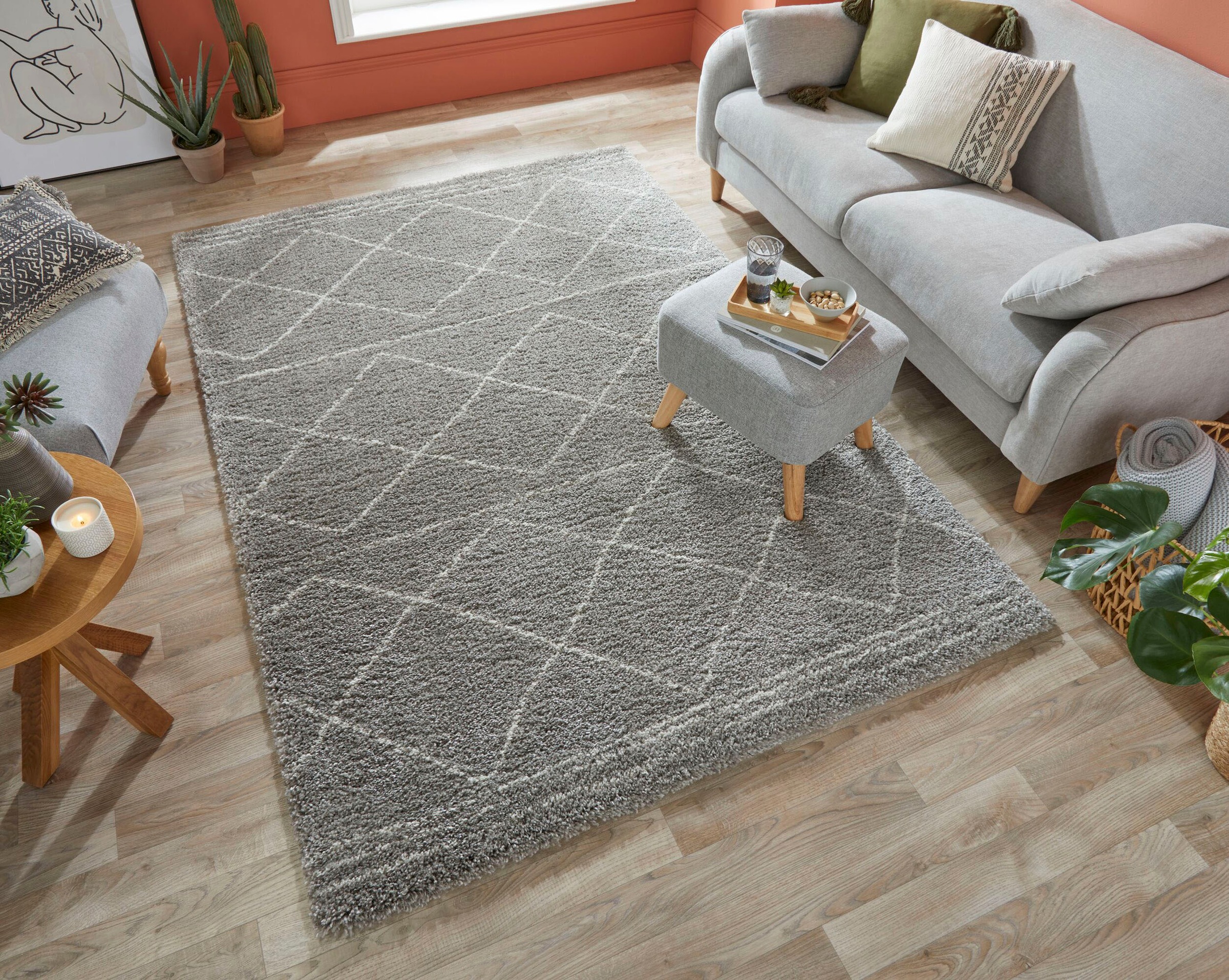 FLAIR RUGS Hochflor-Teppich "Kush Berber" rechteckig 30 mm Höhe geometrisch günstig online kaufen