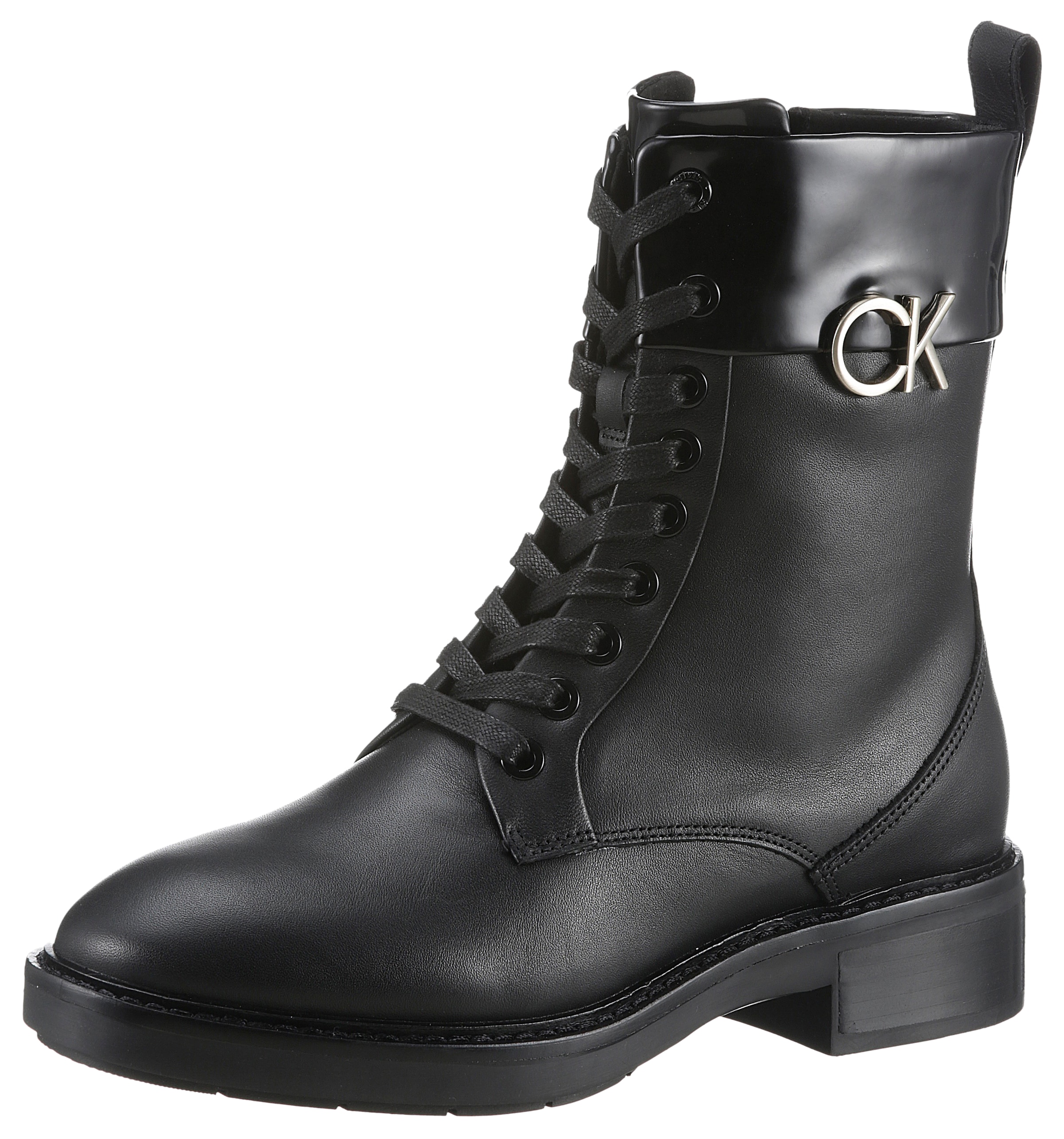 Calvin Klein Schnürstiefelette »RUBBER SOLE COMBAT BOOT W/HW«, mit CK-Metall-Logo