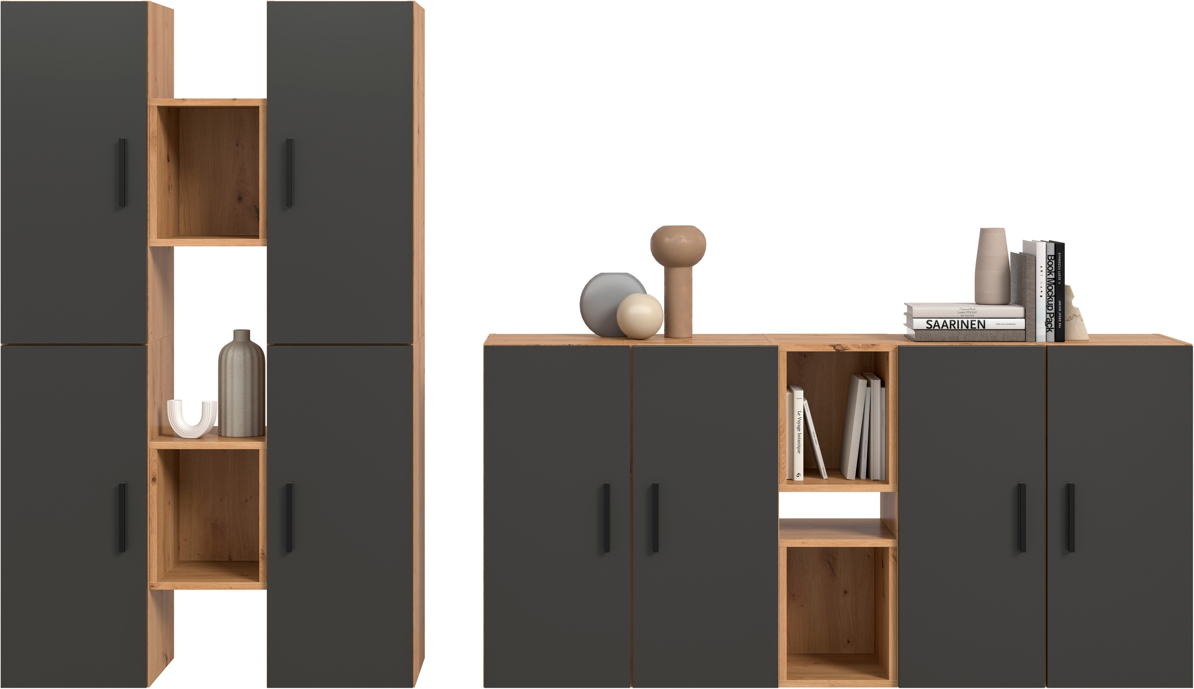 Home affaire Schrank-Set "ENESTE, 12-teilig, in verschiedenen Farben, individuell kombinierbar" verschiedenste Kombinationmöglichkeiten, stehend oder hängend, 4 Stk. tlg.