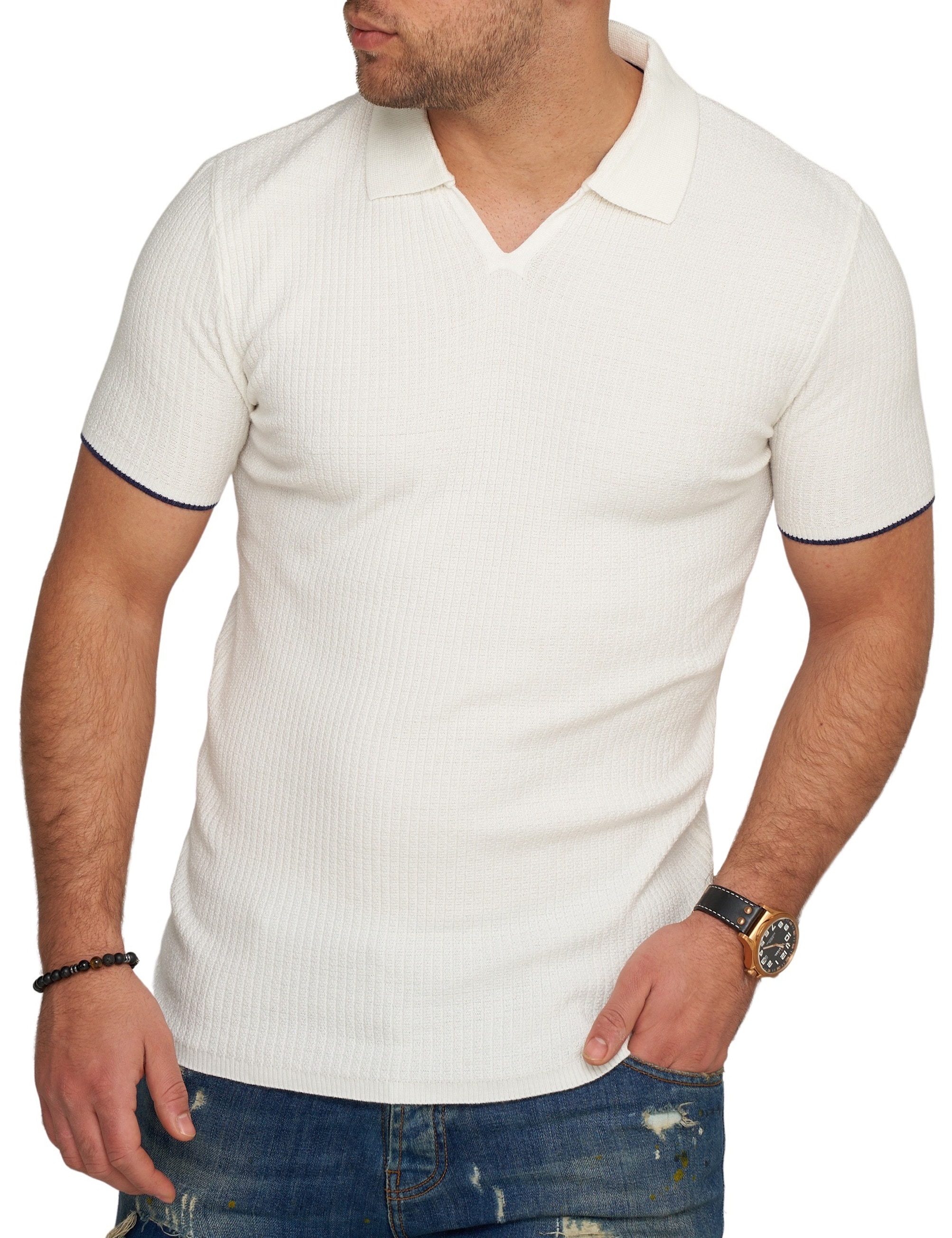 CARISMA Poloshirt »CARISMA Poloshirt CRMANAUS« Rippstrick Kurzarm Polo T-Shirt