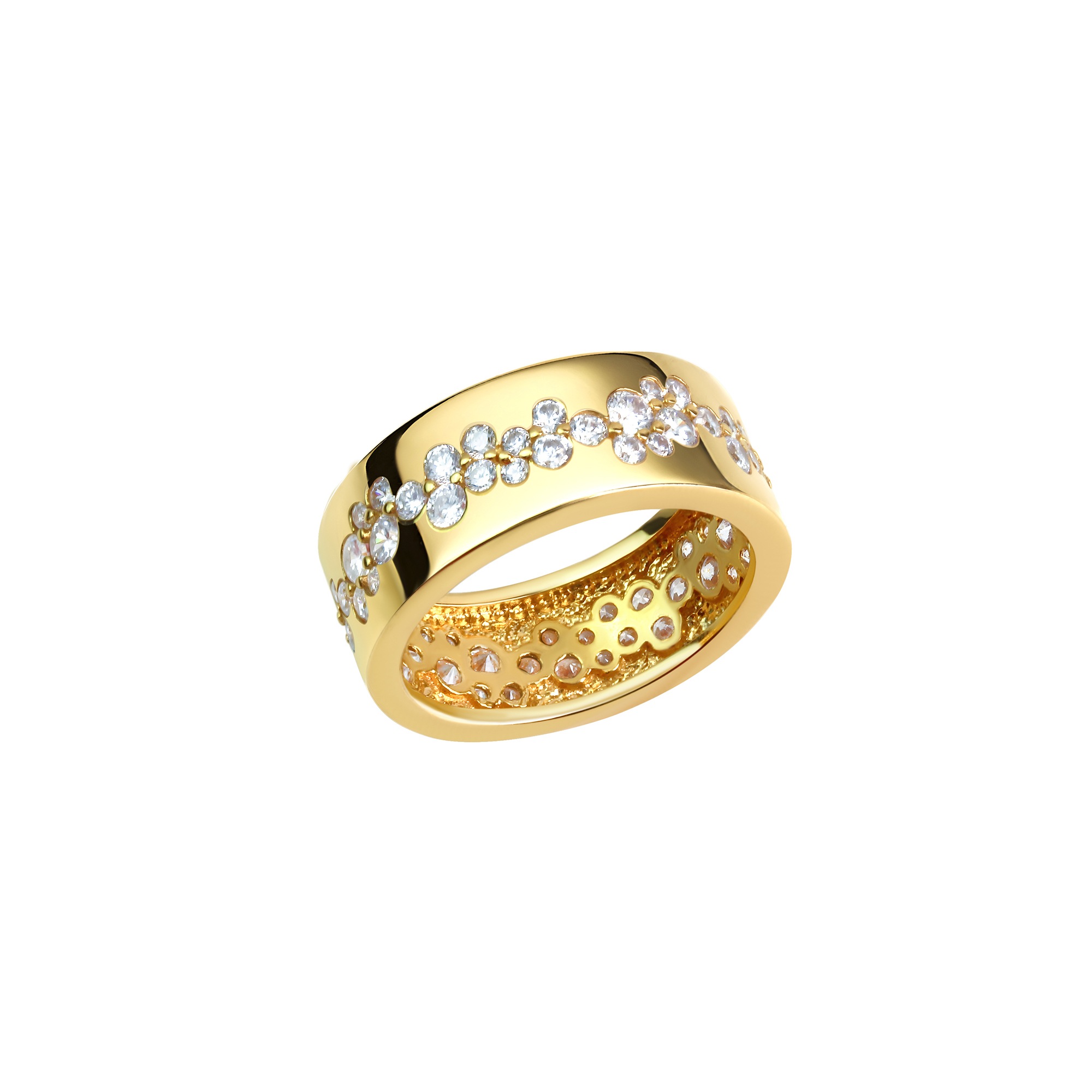 Fingerring VIVANCE "925/- Sterling Silber vergoldet Zirkonia" Gr. 20, gelb, Fingerringe, Damen, 020 (63,7), Silber 925 (Sterlingsilber), Fingerring