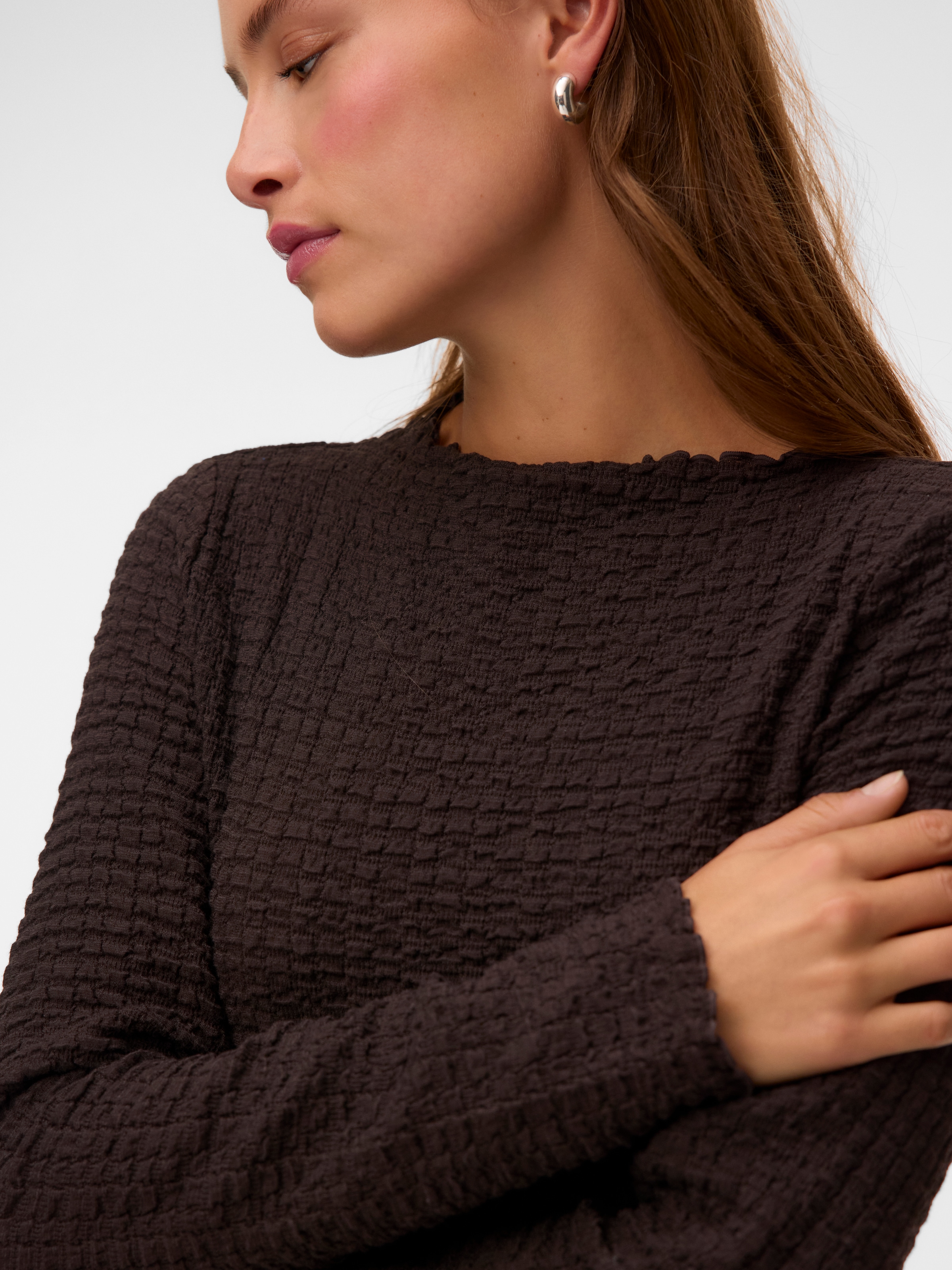 Vero Moda Langarmshirt »VMZIA LS FUNNEL NECK TOP JRS NOOS« Baumwollmischung, regular fit