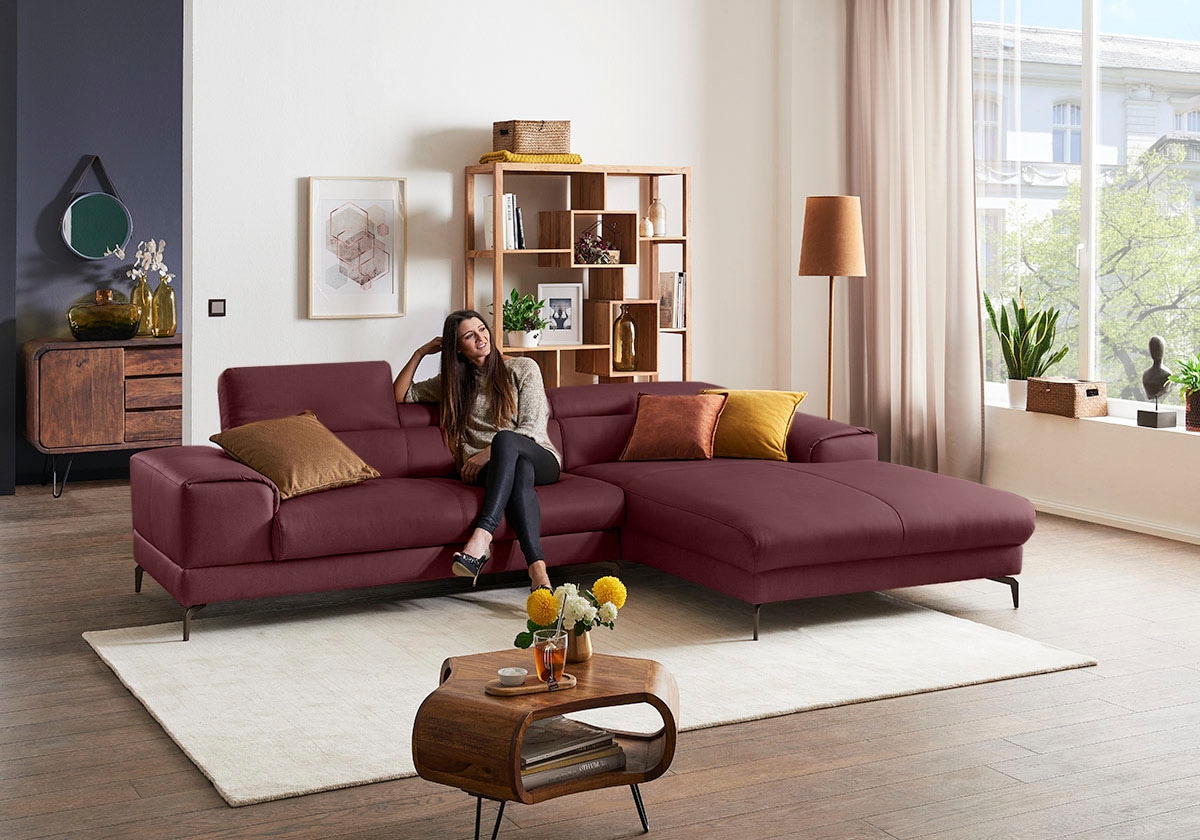 W.SCHILLIG Ecksofa "Piedroo, Designsofa mit tollem Sitzkomfort, elegant und bequem, L-Form" Kopfteilverstellung, wahlweise mit Sitztiefenverstellung, Breite 303cm