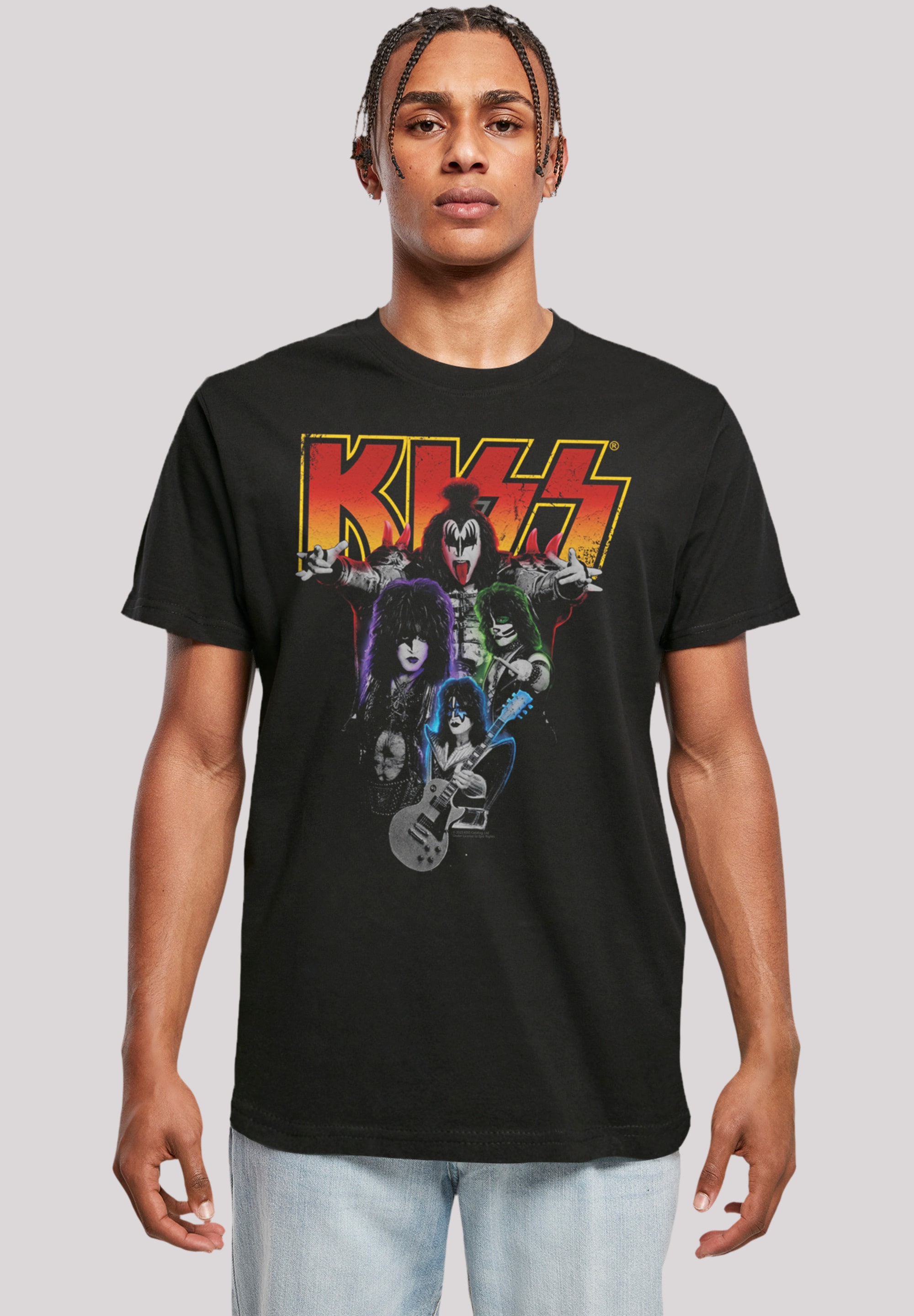 F4NT4STIC T-Shirt "Kiss Rock Band Neon", Premium Qualität, Musik, By Rock O günstig online kaufen