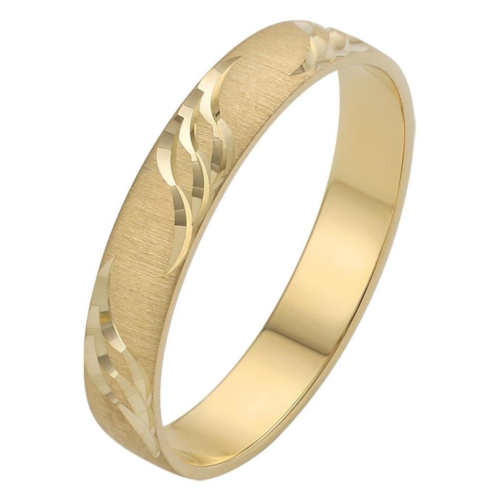 Firetti Trauring »Schmuck Geschenk Gold 375 Hochzeit Ehering "LIEBE" Welle«