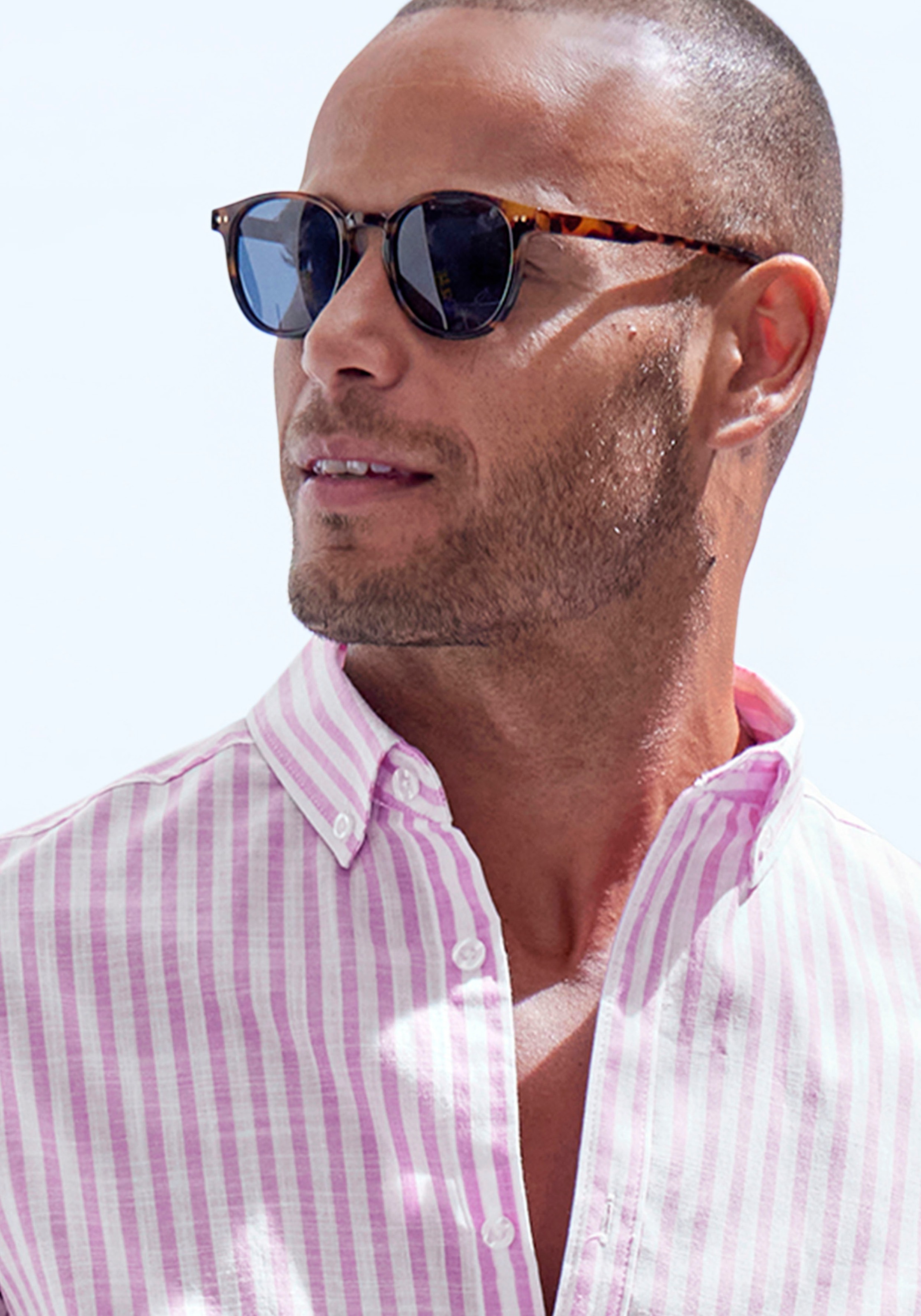 Thumbnail - John Devin Kurzarmhemd "Regular Fit," Streifenhemd mit Button-down-Kragen aus reiner Baumwolle