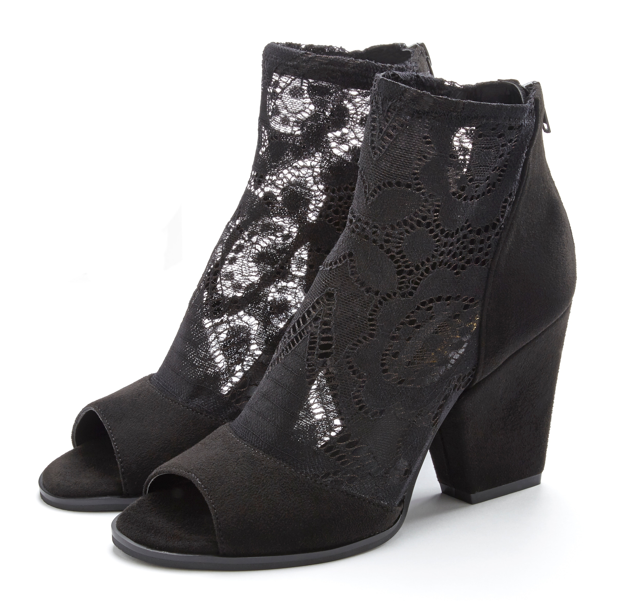 LASCANA Stiefelette »Trachten-Schuh«, mit elastischer Spitze, modischer Blockabsatz, Sandalette, Ankle Boots