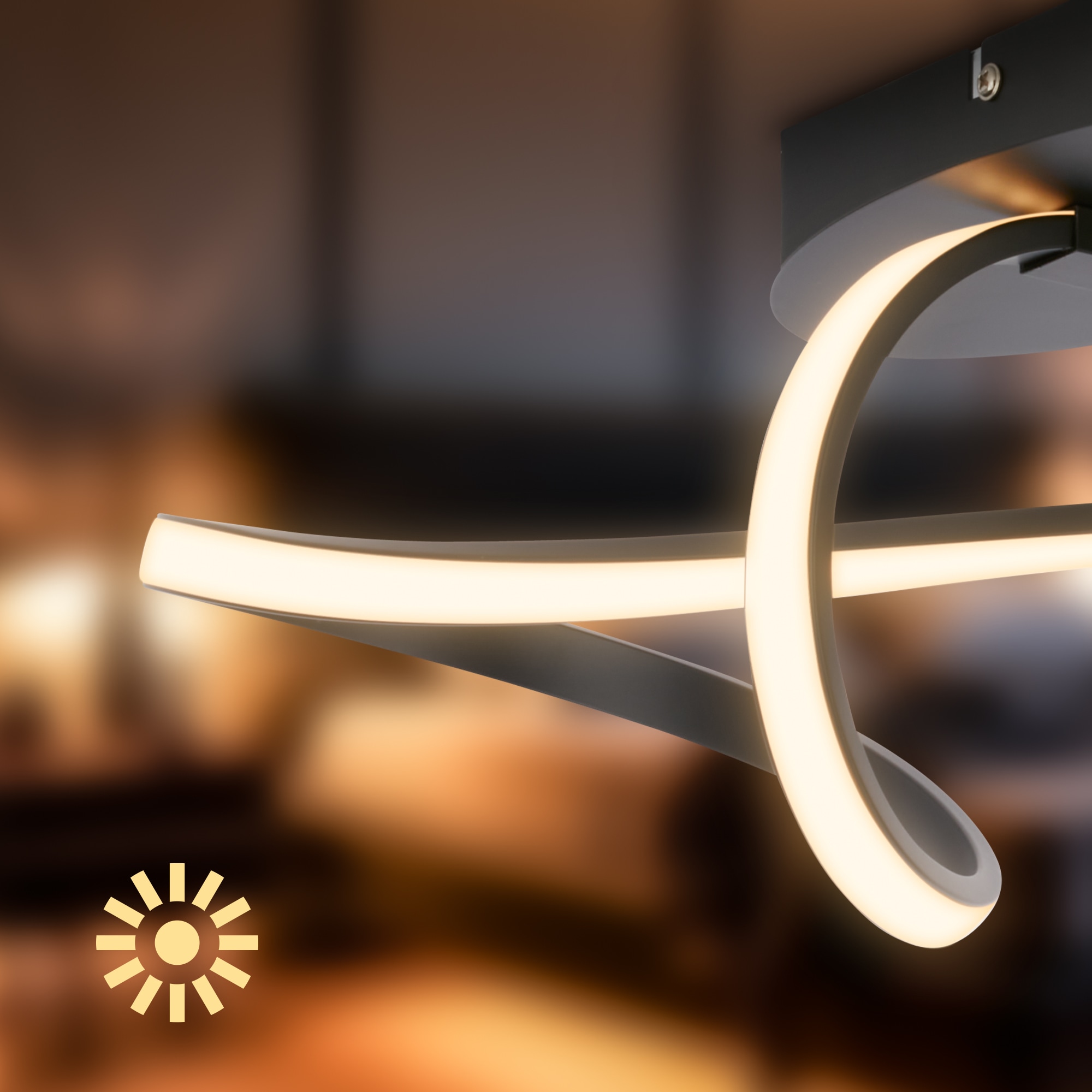 Briloner Leuchten LED Deckenleuchte »SWIRL« LED-Modul 1 Stk. Warmweiß 63x19x16,5 cm, Wohnzimmer, Schlafzimmer