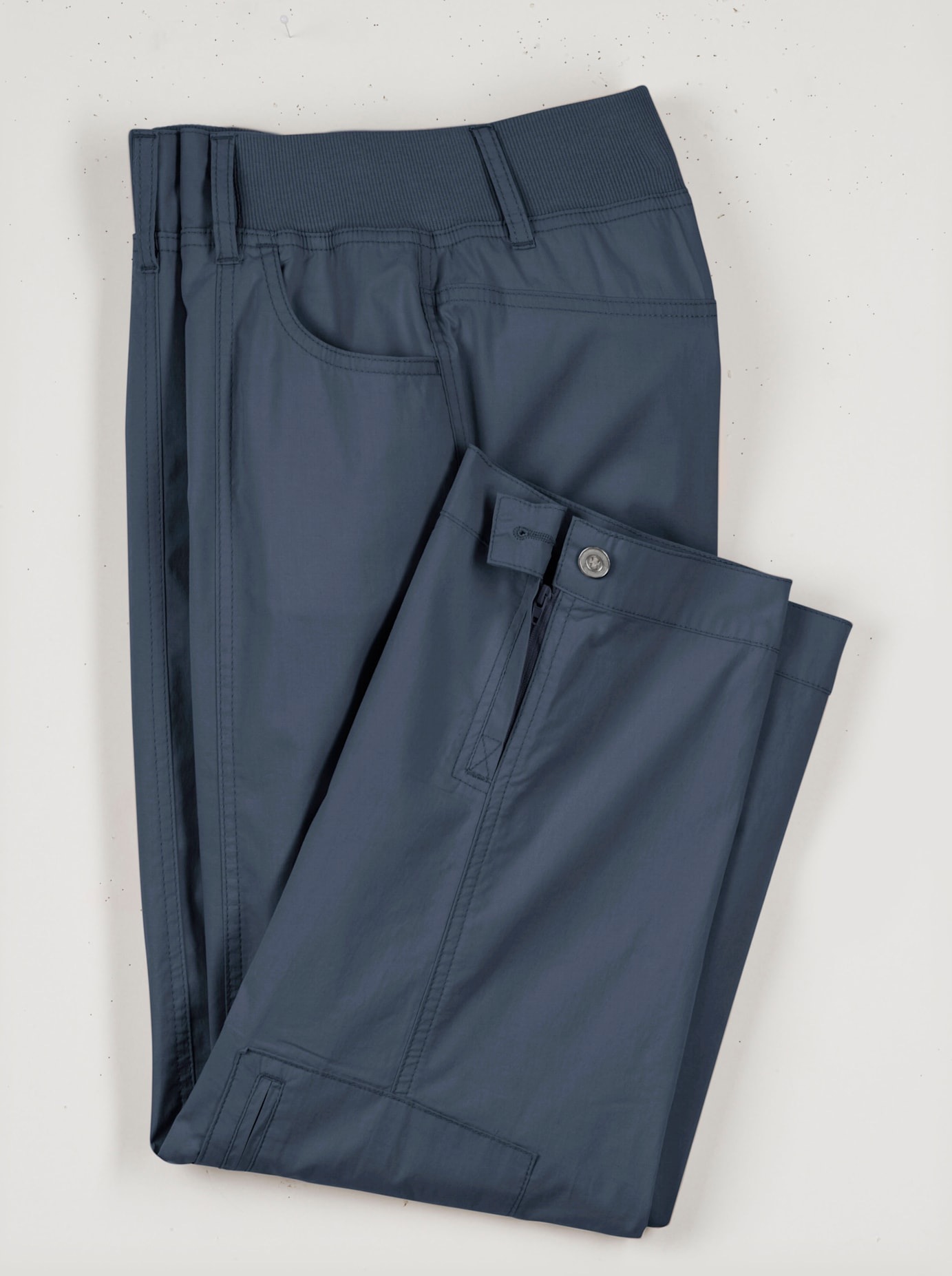 Stretch-Hose CASUAL LOOKS, Damen, Gr. 24, Kurzgrößen, blau (jeansblau), 98% Baumwolle, 2% Elasthan, unifarben, 7/8-Länge, Hosen 3