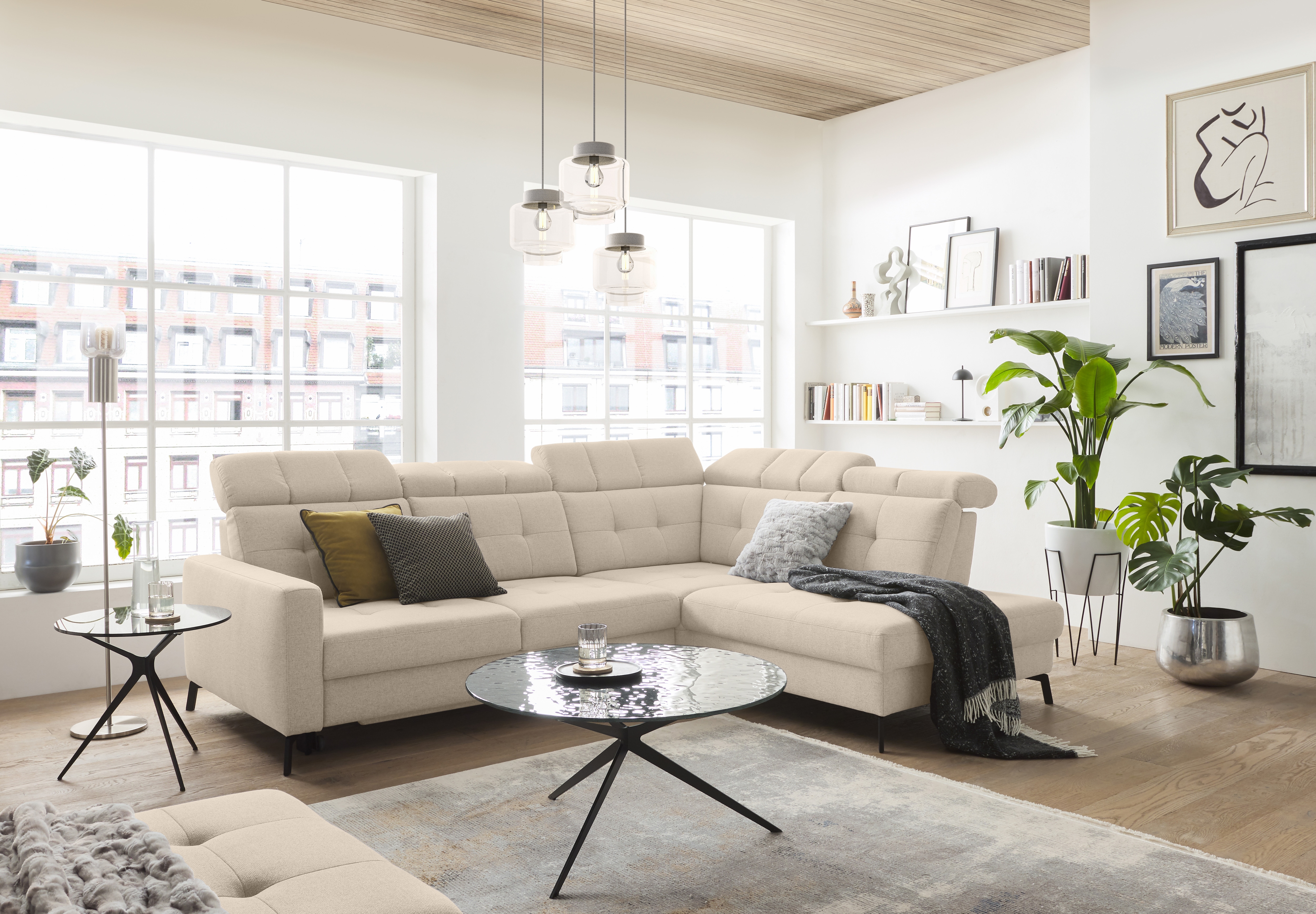 Musterring Ecksofa "MR 4615" mit Kopf- und Rückenverstellung, Metallfuß schwarz, Maße 272 x 214 cm