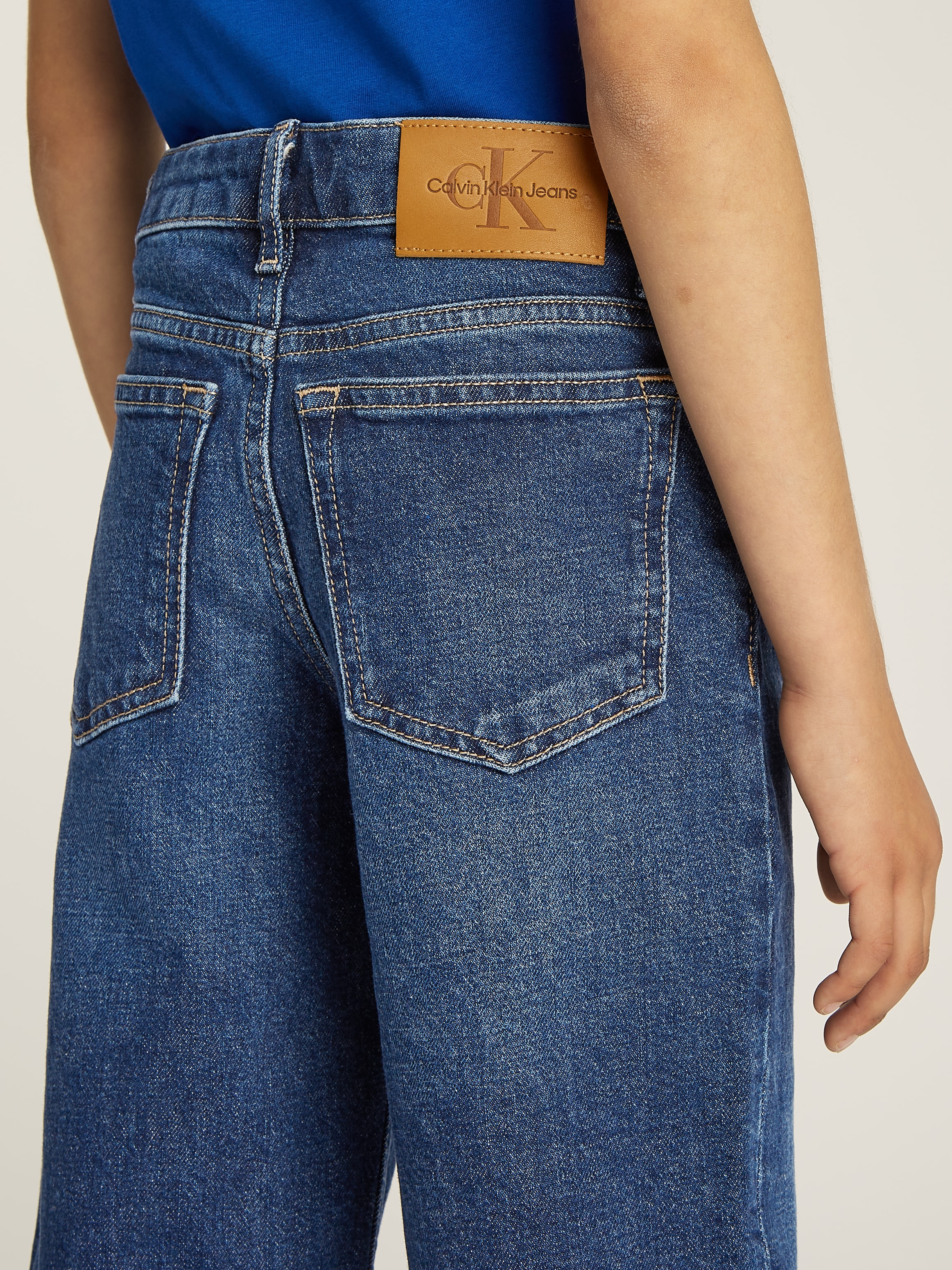 Calvin Klein Jeans Weite Jeans , verstellbarer Bund, weites Bein, hohe Taille, Baumwoll-Stretch
