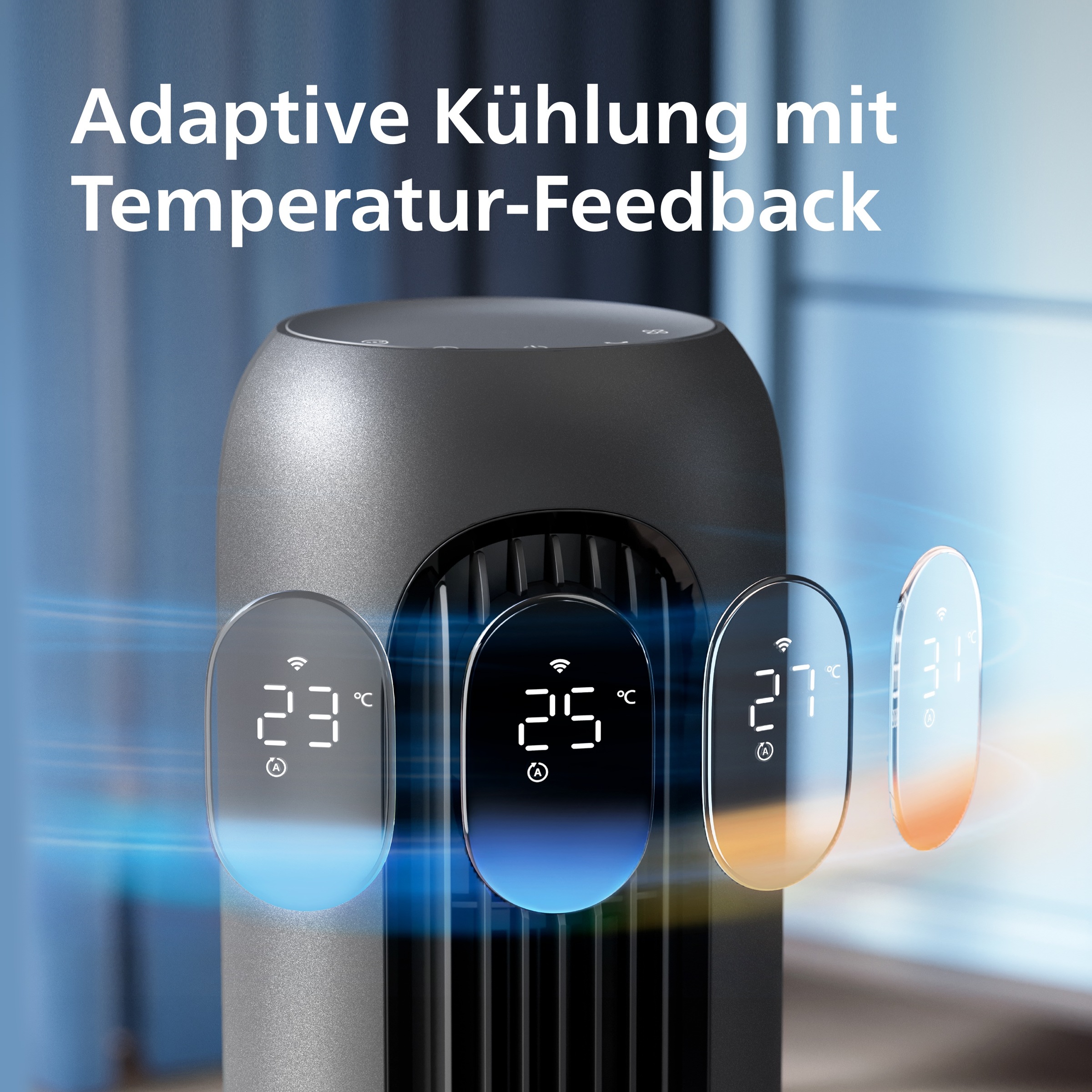 Philips Turmventilator »CX7550 Serie 7000 mit 12 Geschwindigkeiten u. Aromatherapie-Zusatz« Oszillierend, besonders leise, mit DC-Motor, Timer u. Fernbedienung