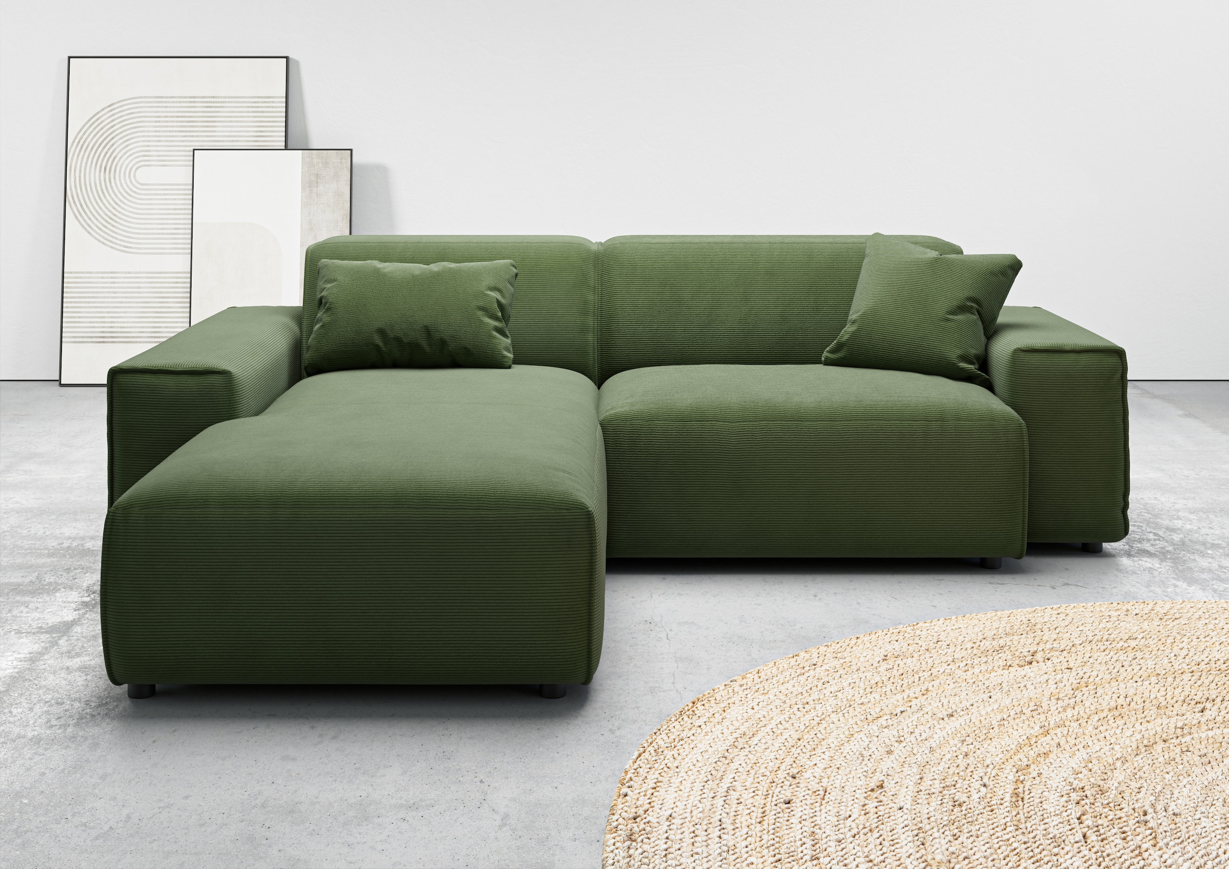 Home affaire Ecksofa "Glimminge L-Form auch in Breitcord, Feincord + Easy care-Bezug," Breite 234, Zierkissen