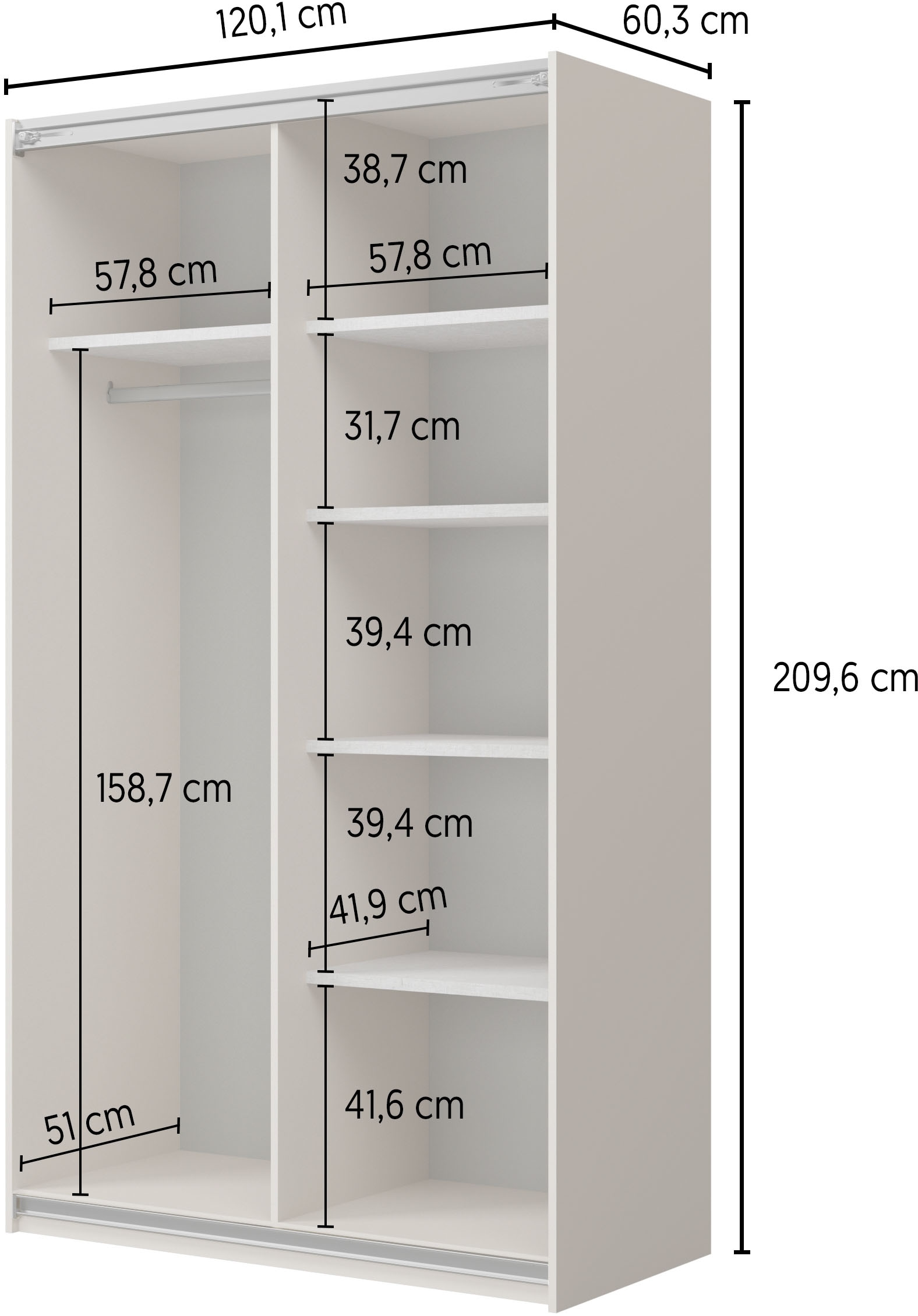 Home affaire Schiebetürenschrank »Cube Garderobenschrank incl.kompletter Innenausstattung« Moderner Kleiderschrank, Schiebetürenschrank, Garderobe