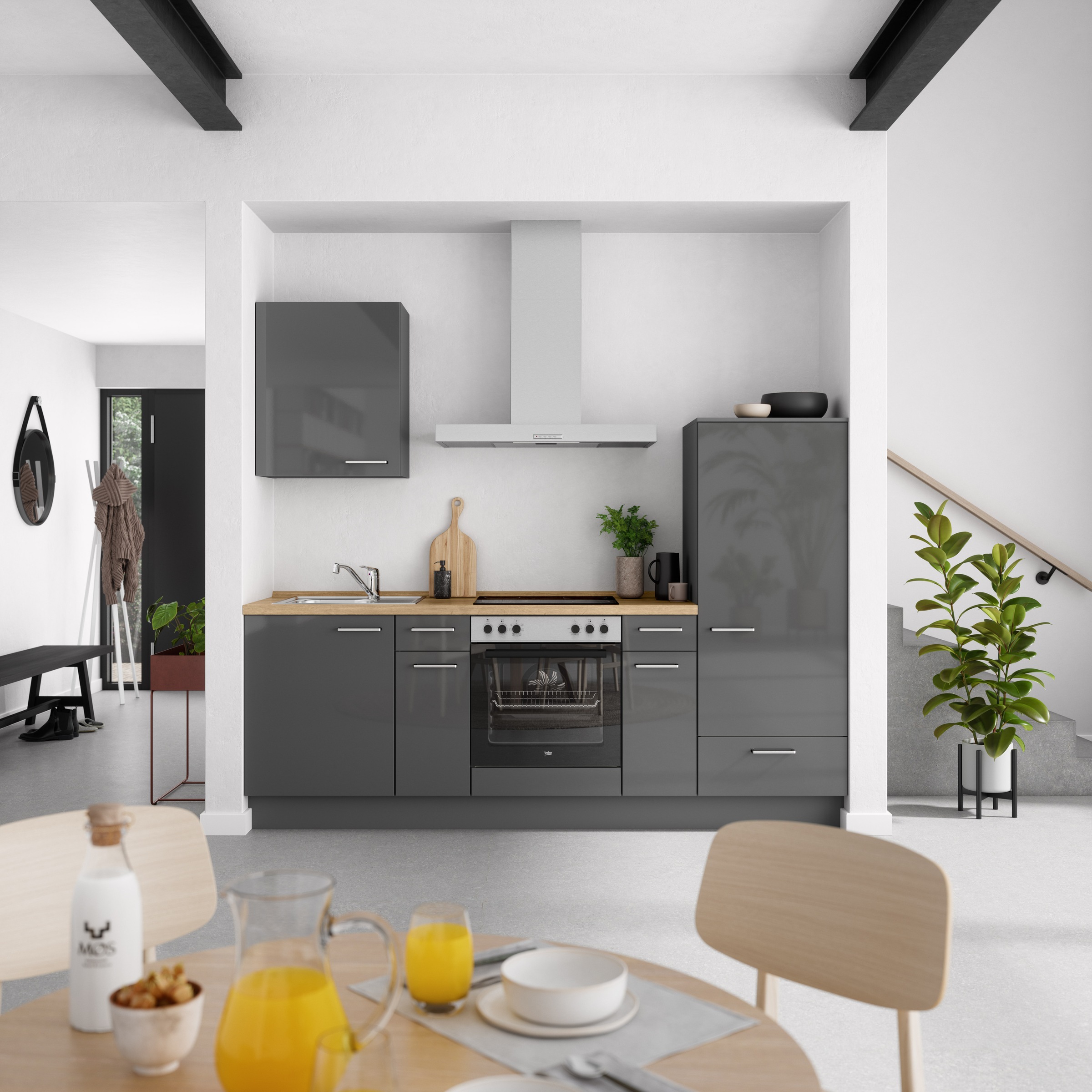 nobilia® Küchenzeile »"Flash I"«, vormontiert, Ausrichtung wählbar, Breite 240 cm, wahlw. mit E-Geräten