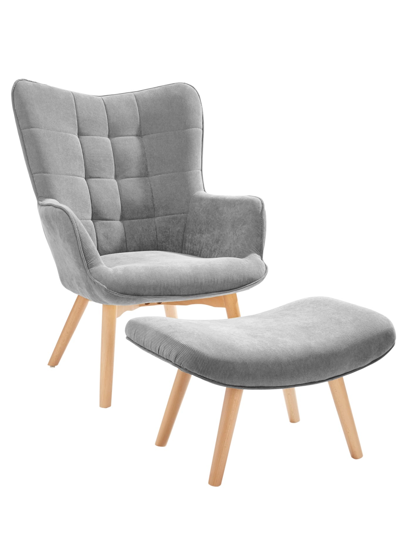 heine home Sessel mit Hocker, in Cord-Optik