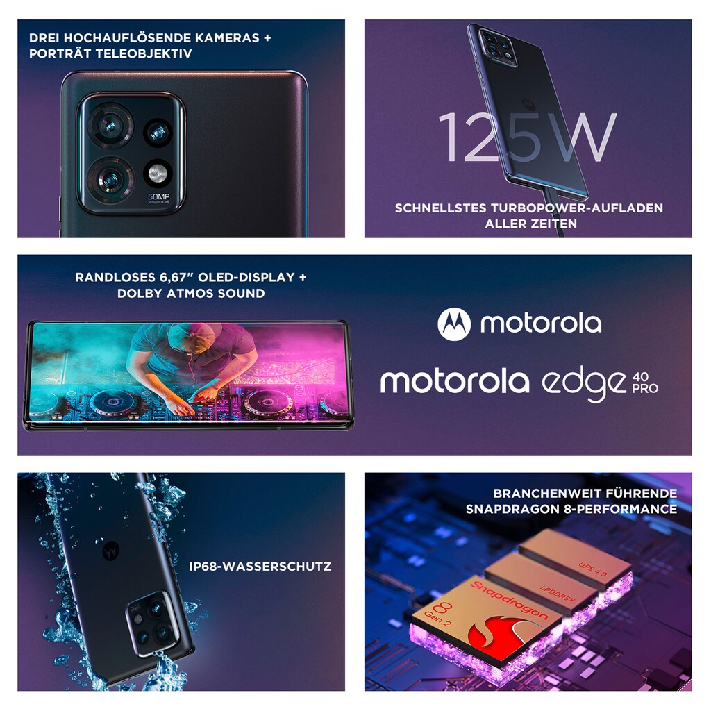 Motorola Smartphone »Edge 40 Pro«, interstellar black, 16,94 cm/6,67 Zoll, 256 GB Speicherplatz, 50 MP Kamera