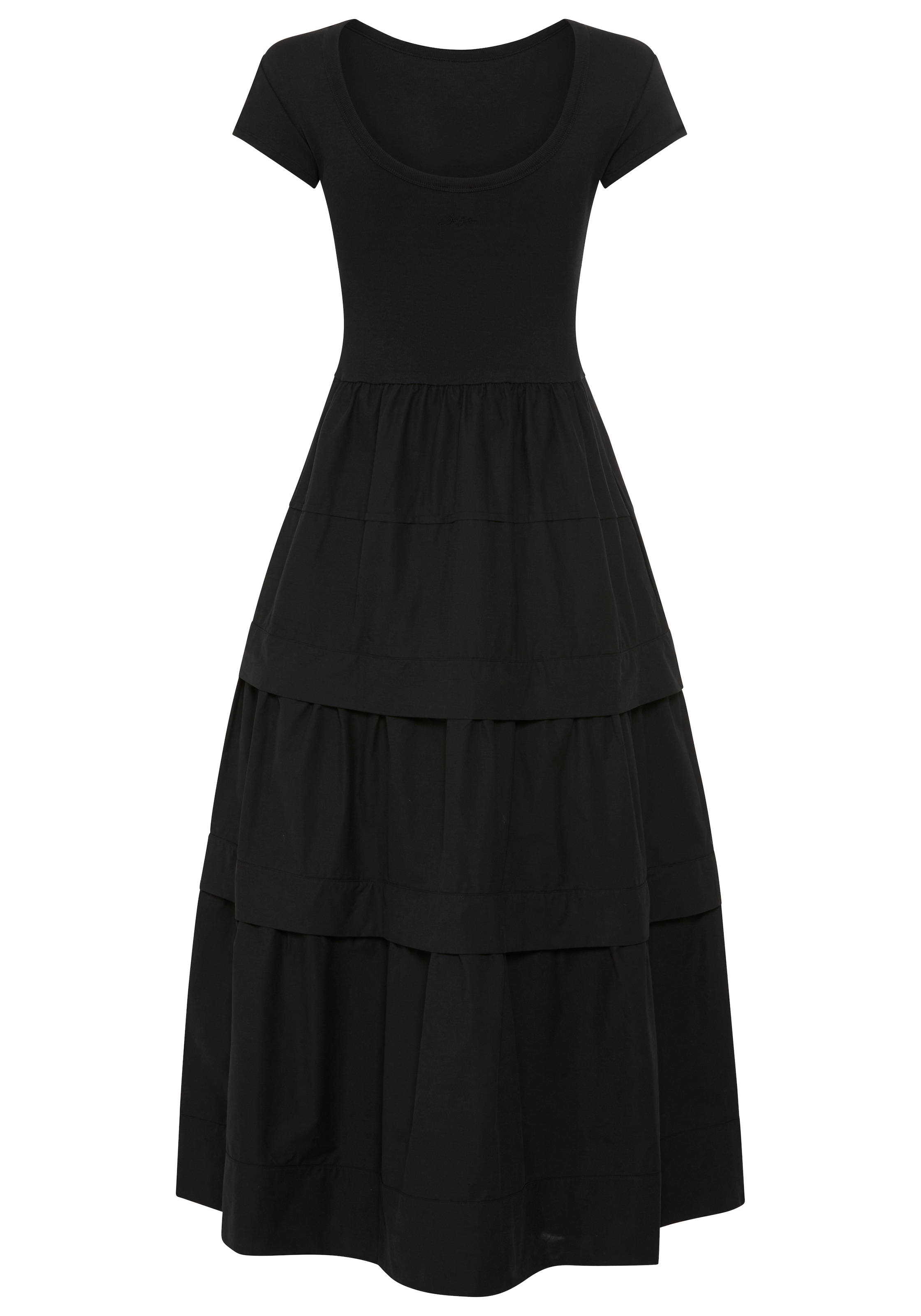 BOSS ORANGE Maxikleid »Enight Premium Damenmode« Eingrifftaschen mit Stufenrock & ausgeschnittenem Rücken