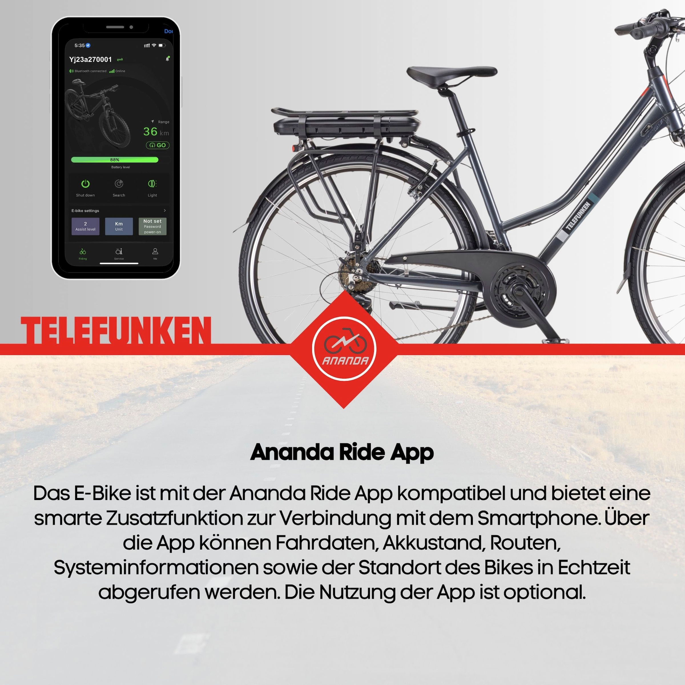 Telefunken E-Bike »E-Trekking Expedition XT485 Damen«, 21 Gang, Shimano, Acera, Heckmotor 250 W, Pedelec, Elektrofahrrad, Trekkingrad, Damen, innerhalb StVZO, 28 Zoll