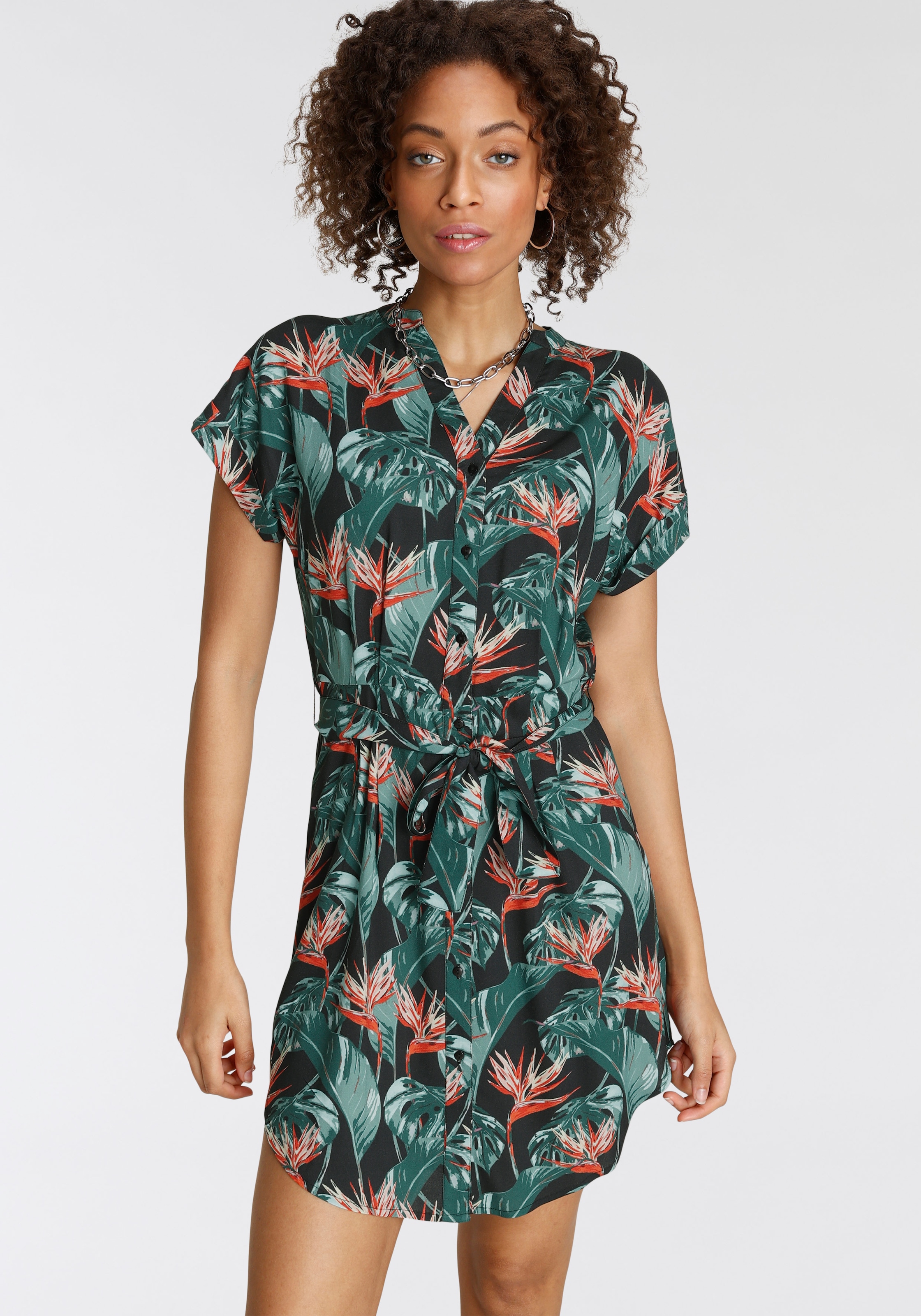 Tamaris Hemdblusenkleid, mit Bindegürtel für bestellen | BAUR | Gemusterte Kleider