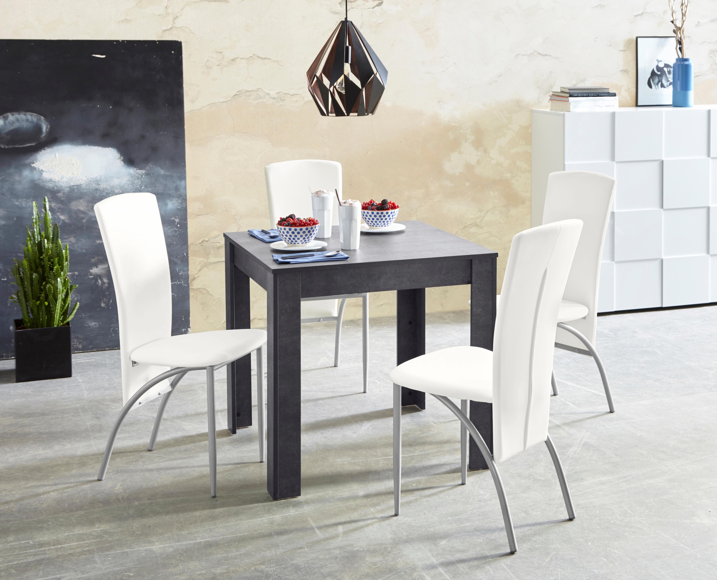 INOSIGN Essgruppe Set, 5 Stk. tlg. Tischbreite 80 cm in schieferfarben günstig online kaufen