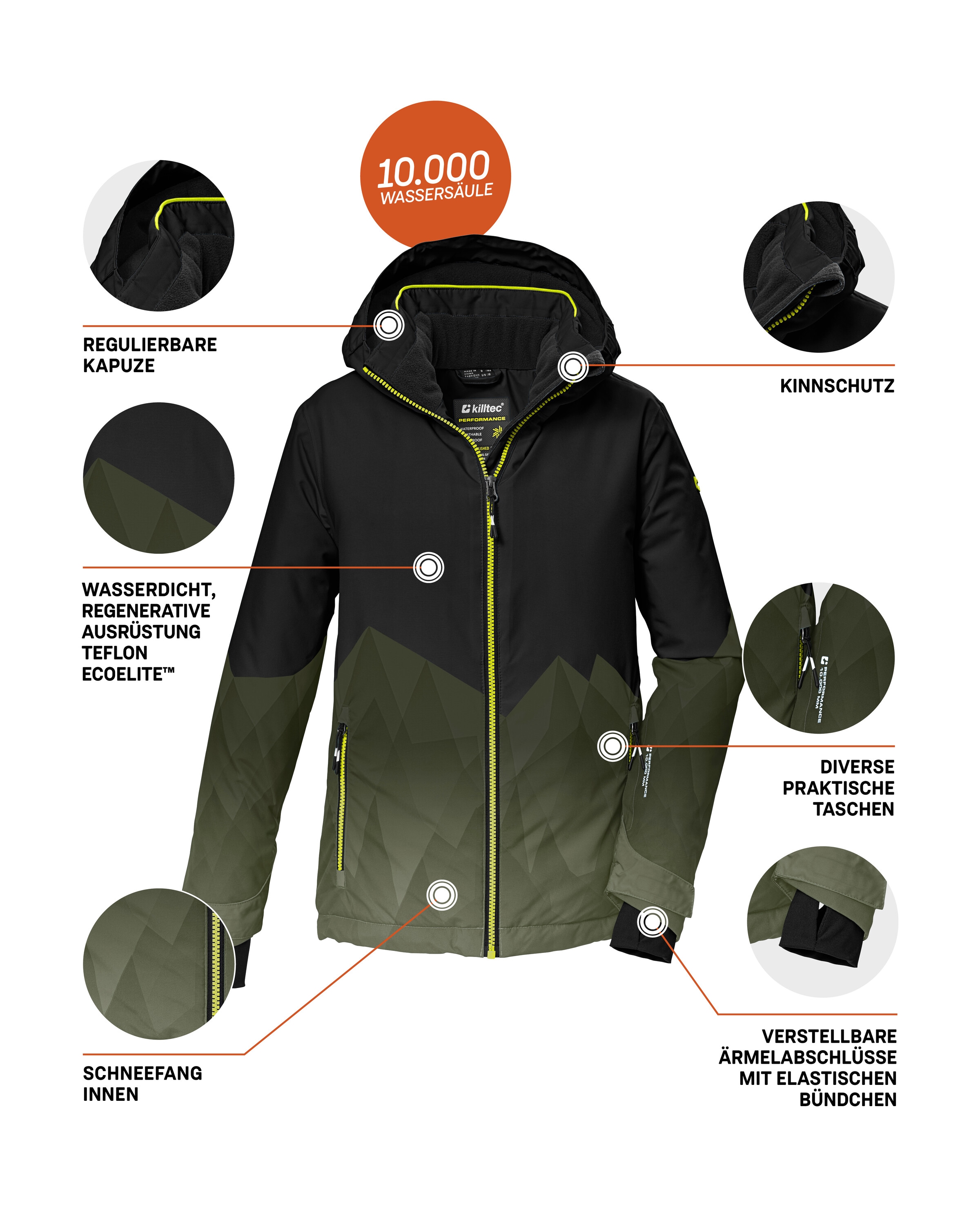 Killtec Skijacke »KSW 383 BYS SKI JCKT« Wasser- und winddichte Skijacke mit verstellbarer Kapuze