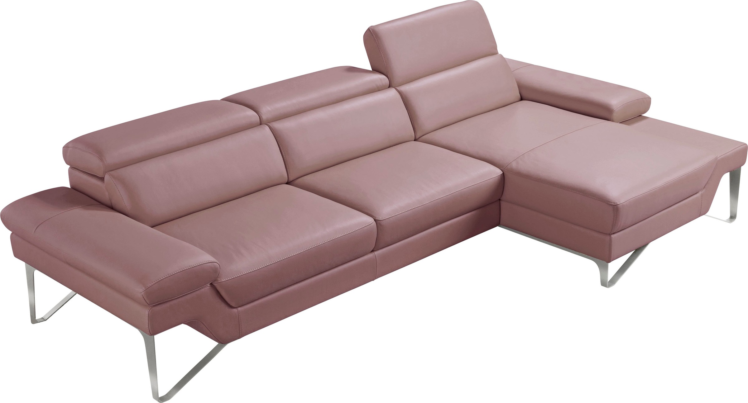 Egoitaliano Ecksofa »Princess, elegantes Designsofa mit erstklassigem Sitzkomfort, L-Form«, mit Recamiere, inkl. Kopfteilverstellung, edle Designmetallfüße