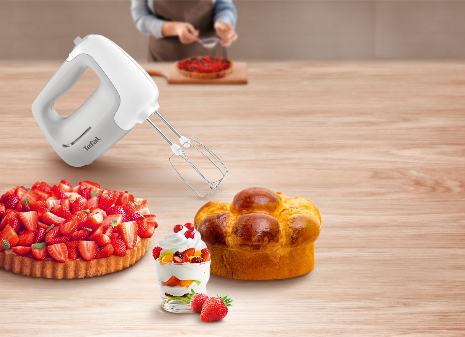 Tefal Handmixer »Prep'Mix«, 450 W, 5 Geschwindigkeiten, 2 Schneebesen + 2 Knethaken aus Edelstahl, HT450B