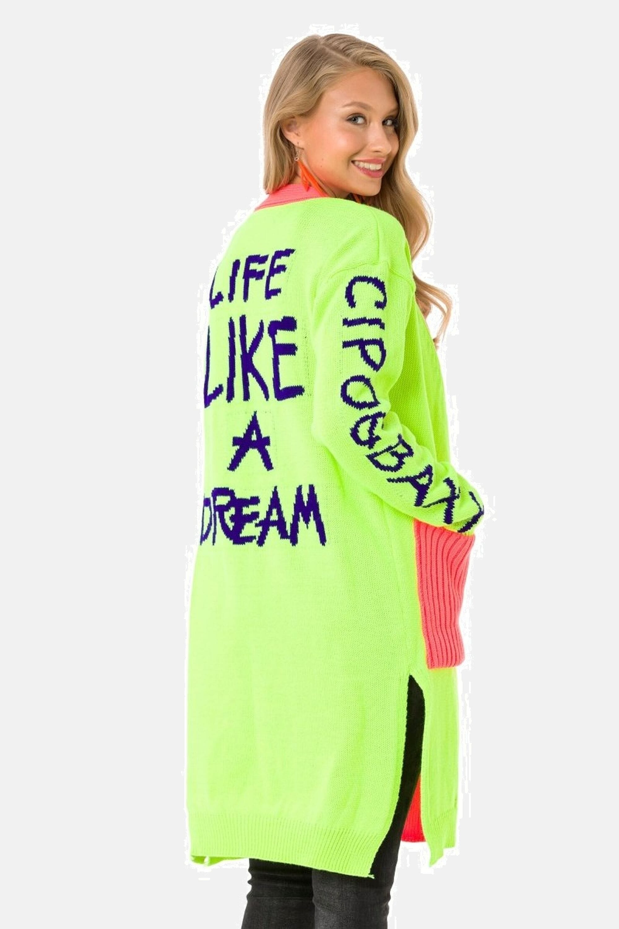 Cipo & Baxx Cardigan »Stickjacke«, Im coolen Neon-Design, WP242