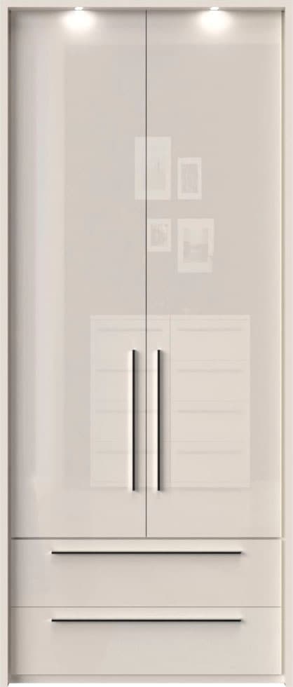 OTTO home Drehtürenschrank "Piano, inklusive Rahmen und Beleuchtung, soft-close-Funktion" viele Breiten zur Auswahl, 226cm hoch, mit jeweils 2 Schubladen, beige oder weiß, UV lackiert, Hochglanzfronten, FSC-zertifiziert