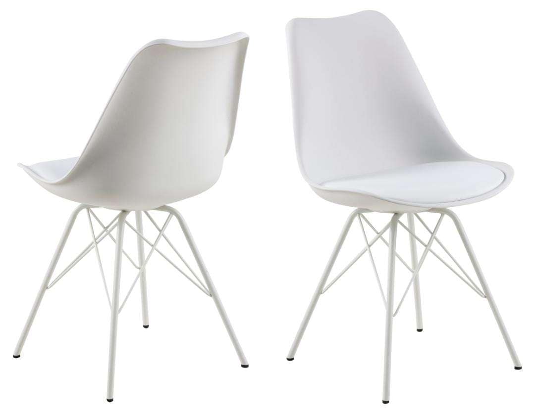 ACTONA GROUP Esszimmerstuhl »Esstischstuhl Eris - modern und stilvoll in verschiedenen Farben« (Set) 2 Stk.Weißer Kunststoffbezug in Lederoptik, Stahlgestell. 48,5x54x85,5 cm