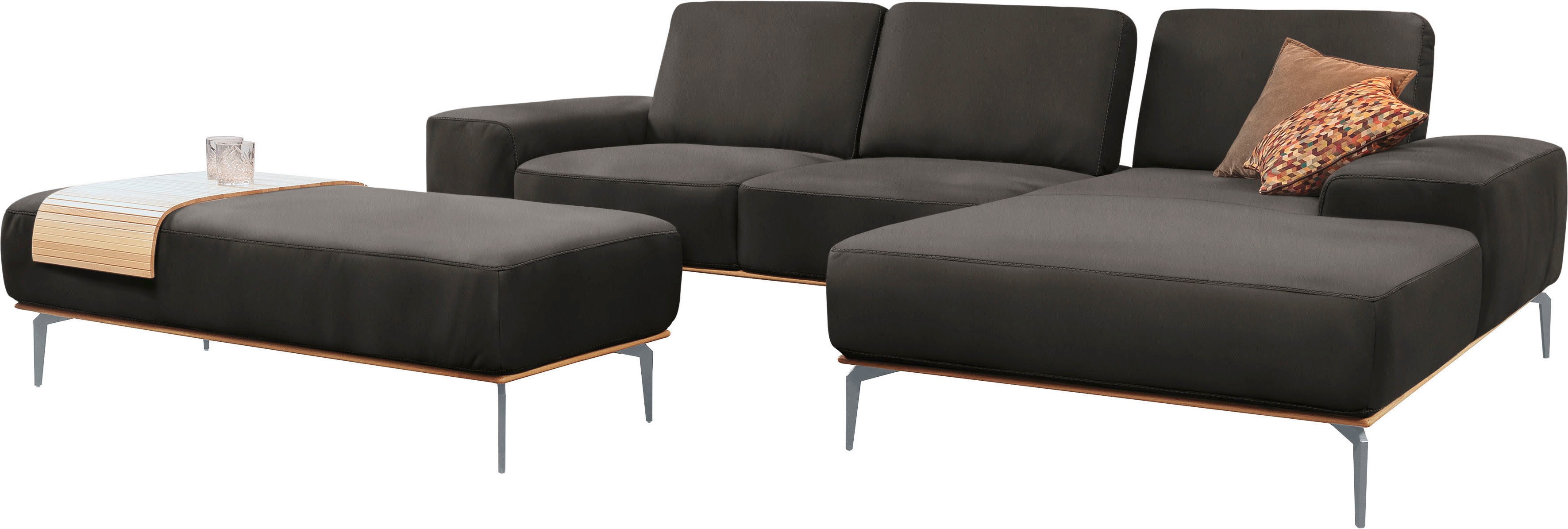 Thumbnail - W.SCHILLIG Ecksofa "run, Designsofa mit tollem Sitzkomfort, bequem, L-Form", mit elegantem Holzsockel, Füße in Silber ma...