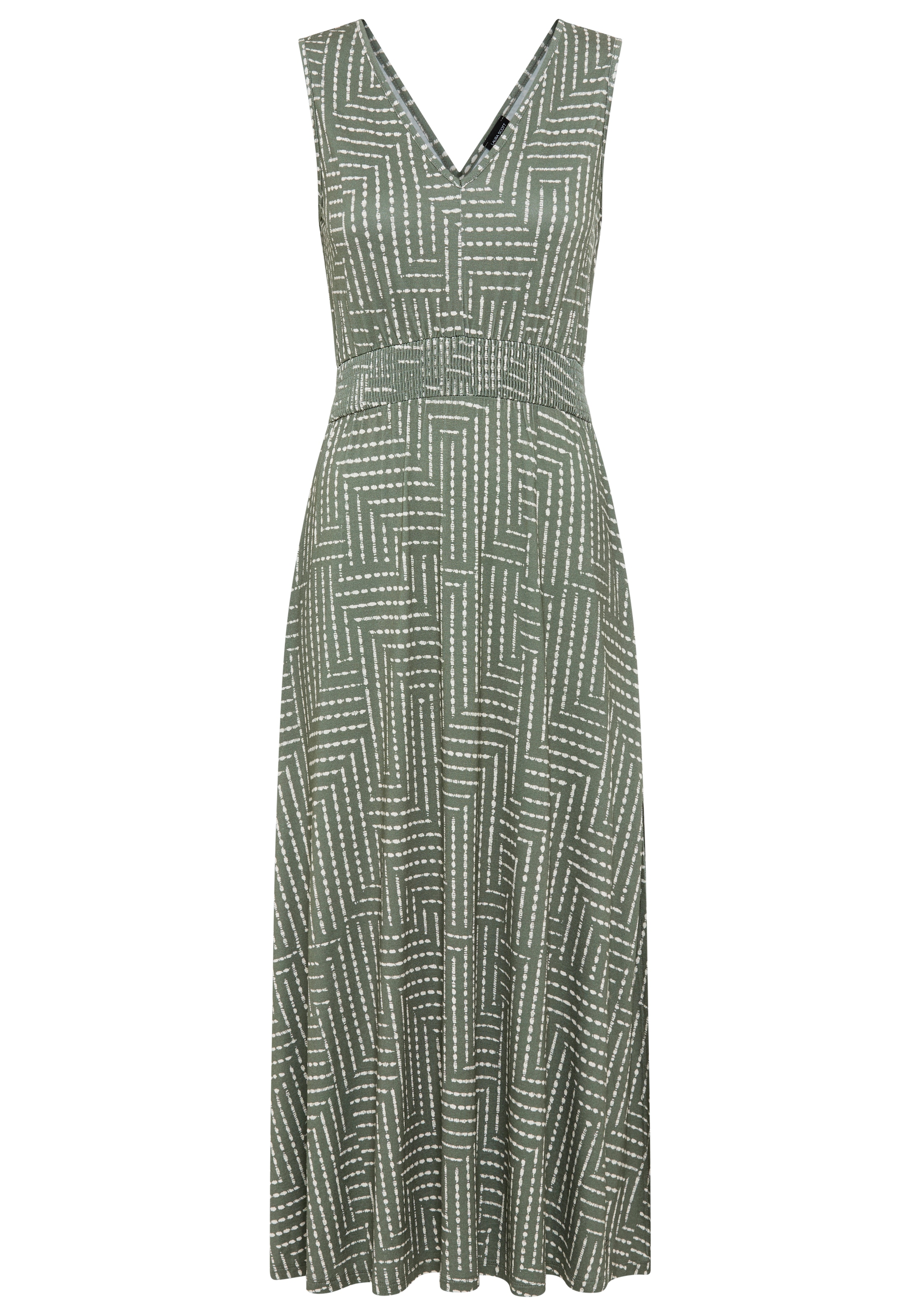 Laura Scott Sommerkleid gemusterte Optik, aus Viskose und Elasthan, mit V-Ausschnitt
