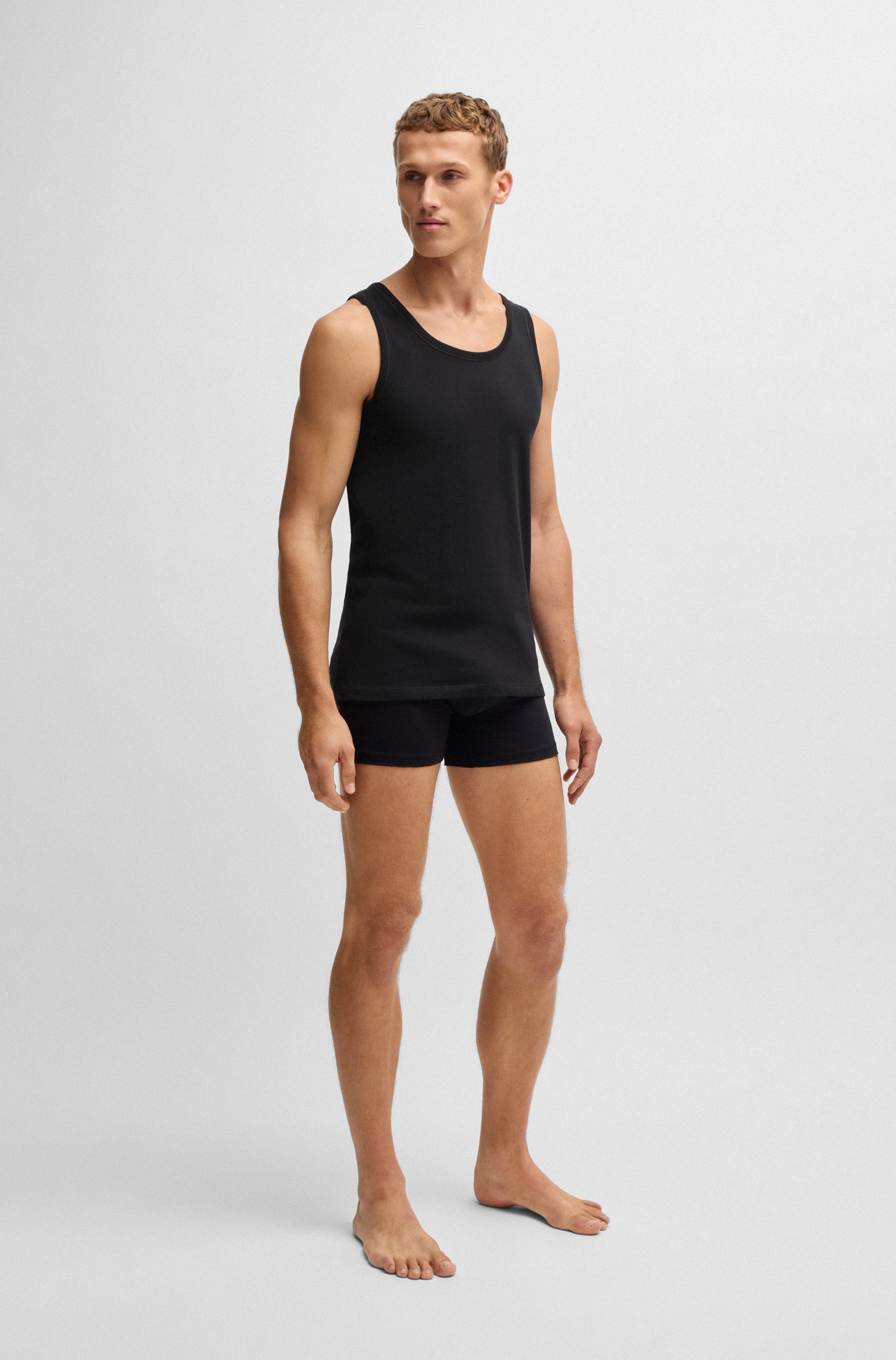 BOSS Unterhemd »Tank Top 3P CO«, (Packung, 3 St.), mit Rippbündchen